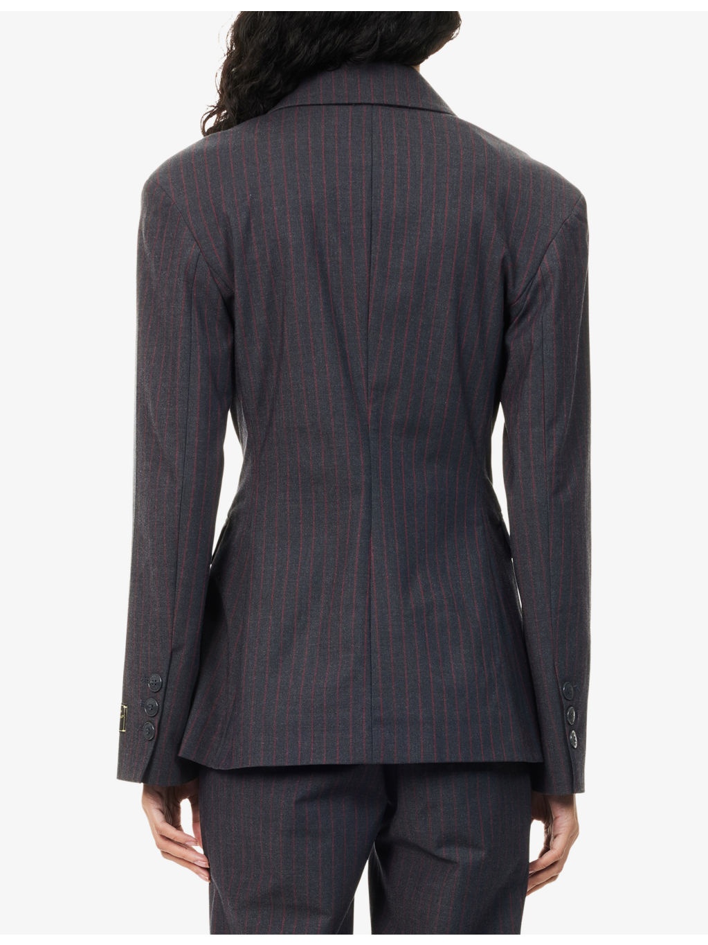 Striped Single-Breasted Woven Blazer - 4