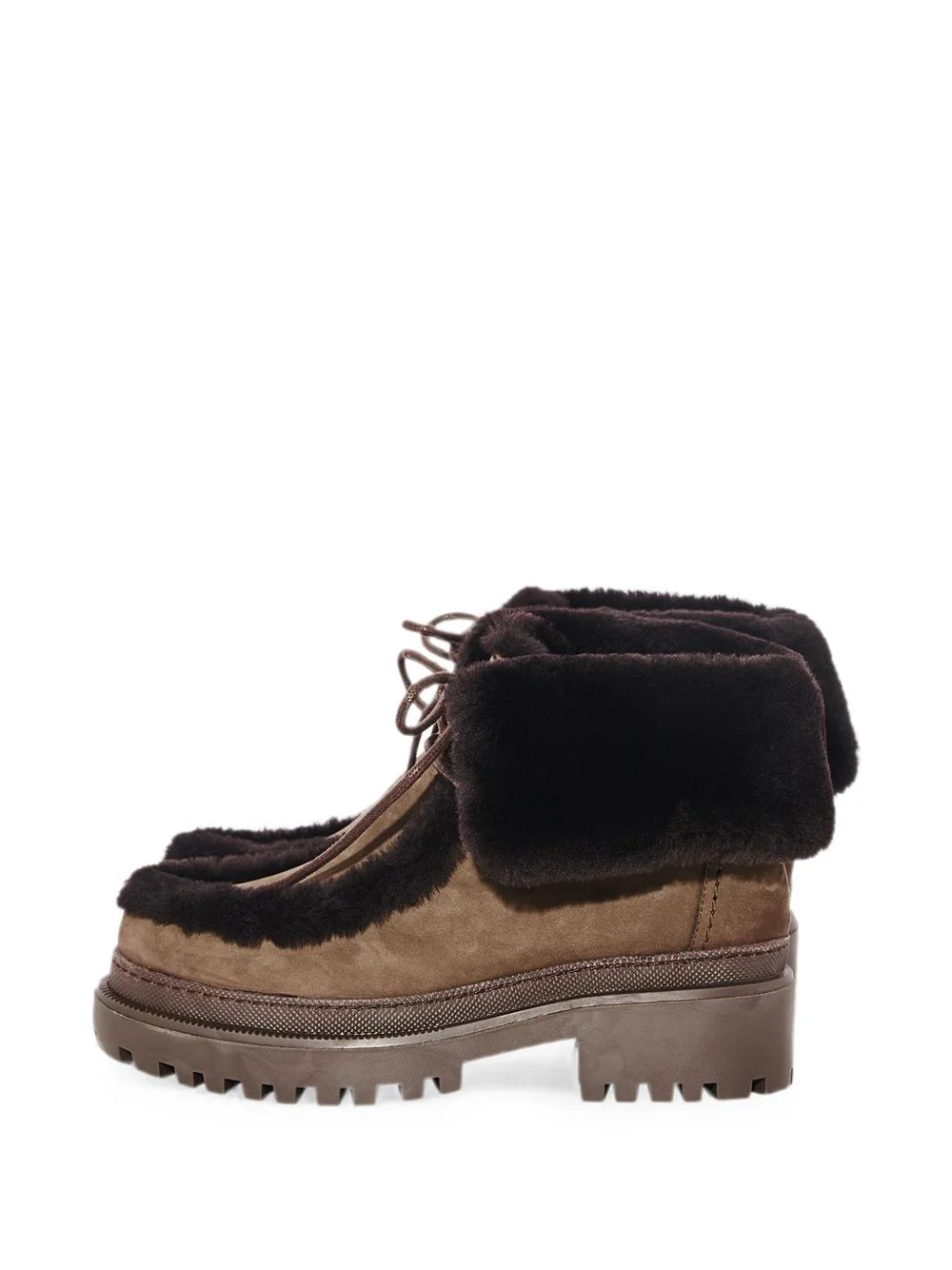 shearling-trim suede ankle boots - 1