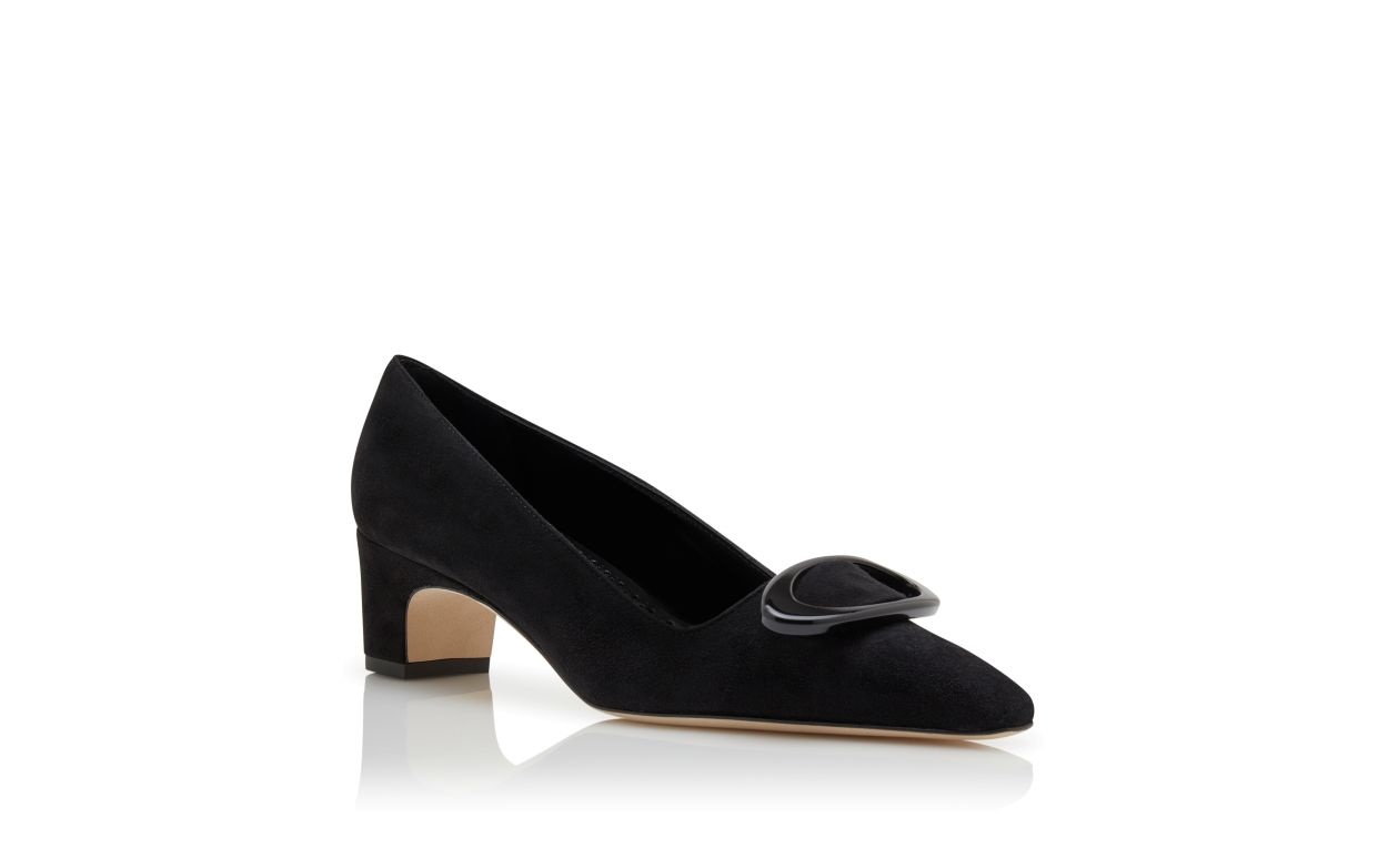 Black Suede Pointed Toe Pumps - 3