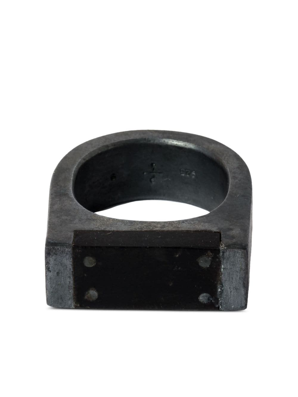 Plate Single matte jet sterling-silver ring - 2