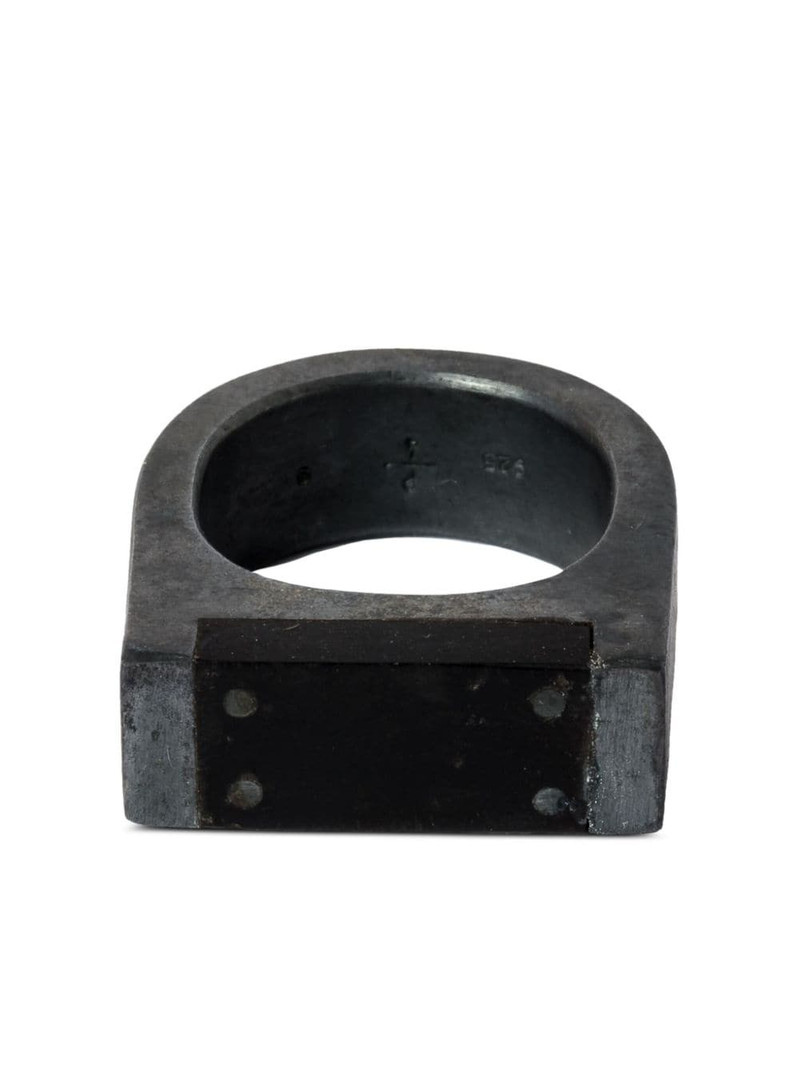 Parts of Four Plate Single matte jet sterling-silver ring outlook