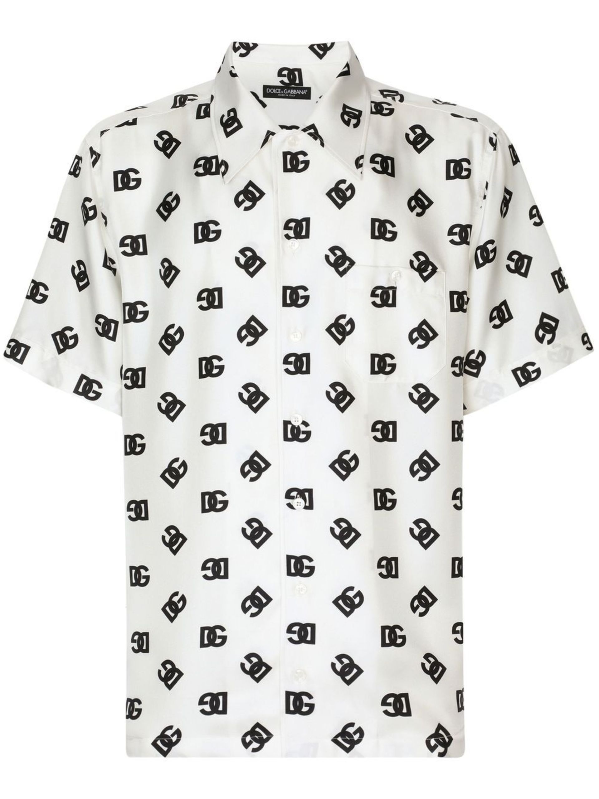 Dolce & Gabbana Black & White DG Monogram Hawaiian Shirt - Men