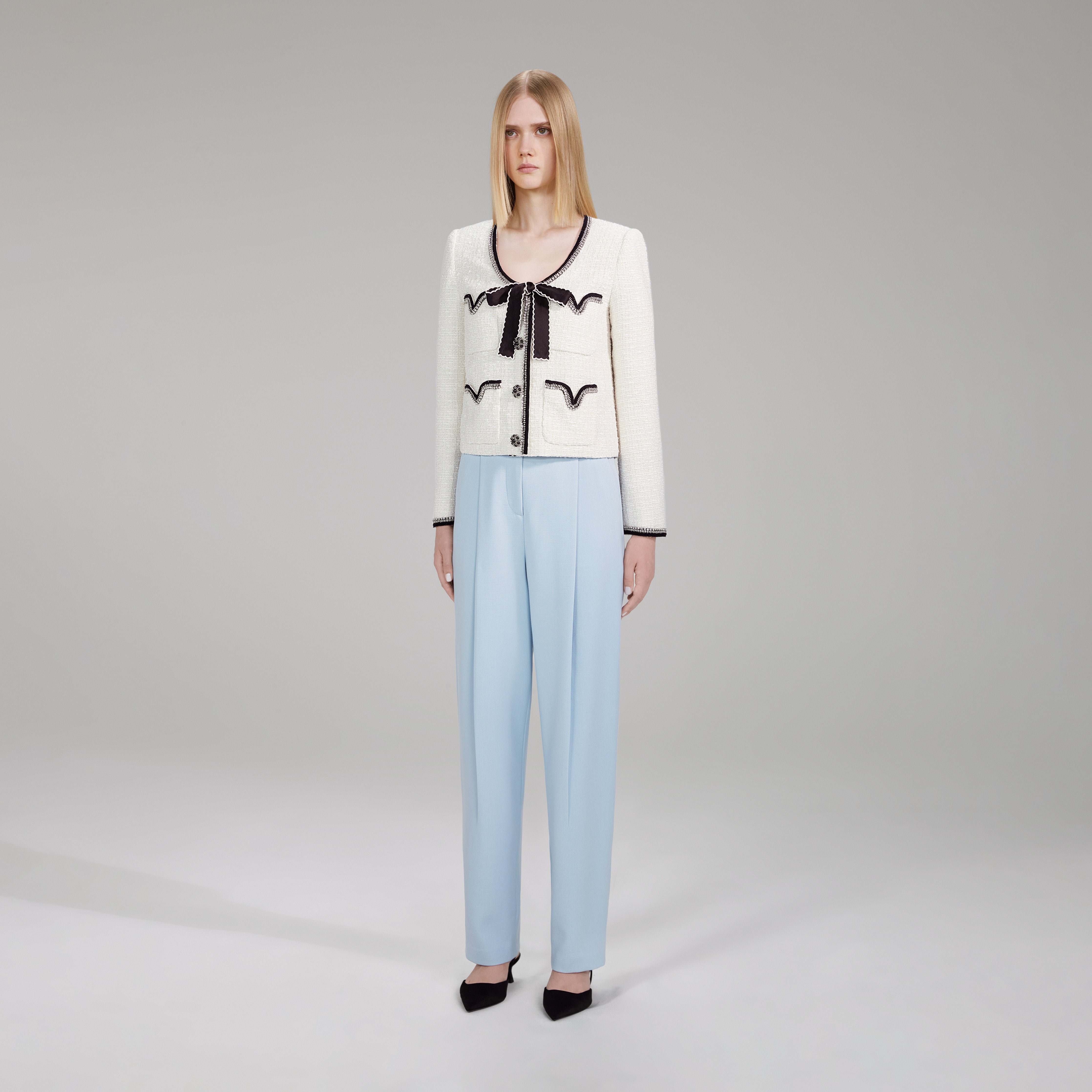 Metallic Bouclé Crop Jacket - 2