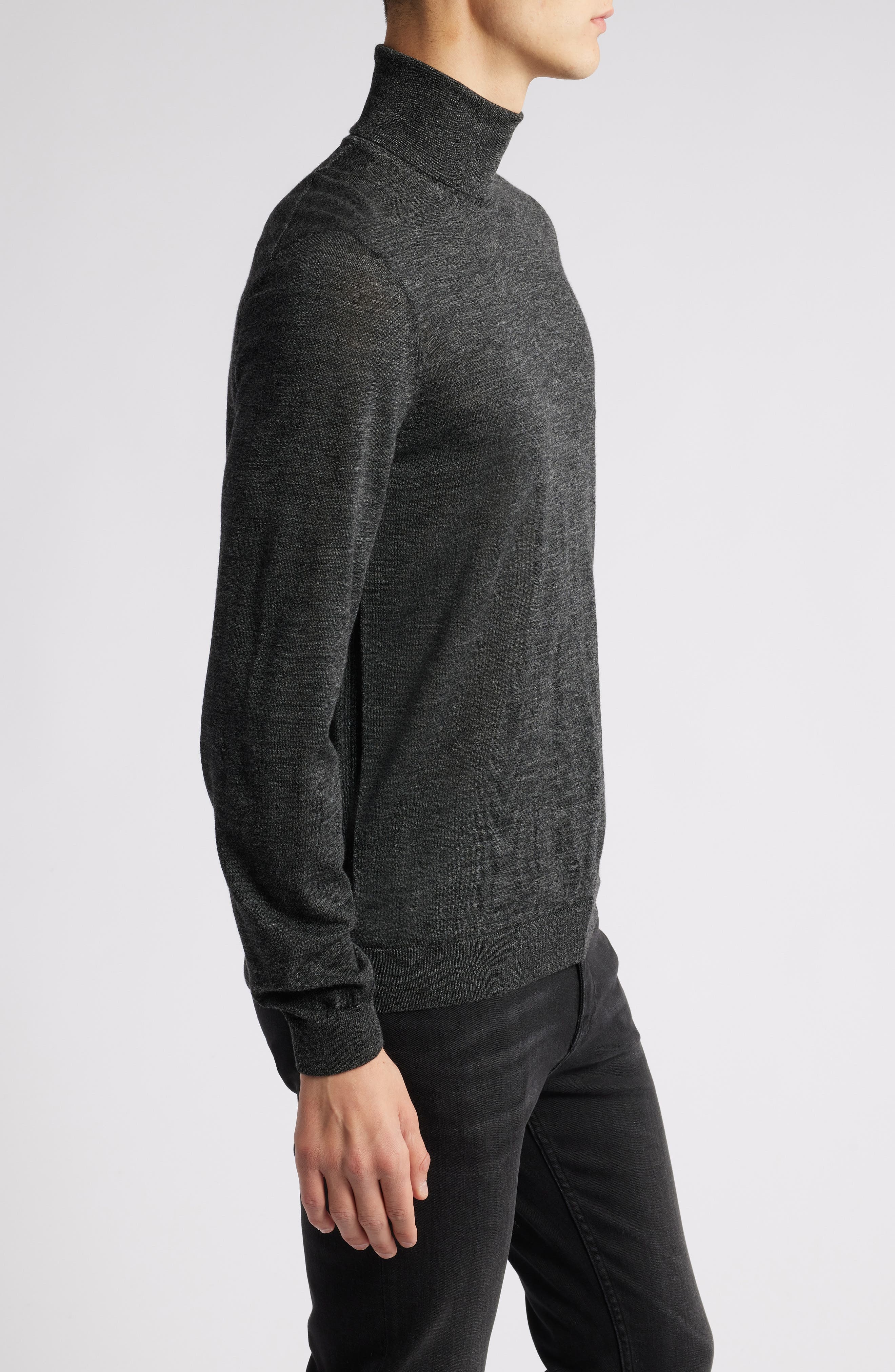 BOSS Musso Virgin Wool Turtleneck Sweater in Black at Nordstrom - 3