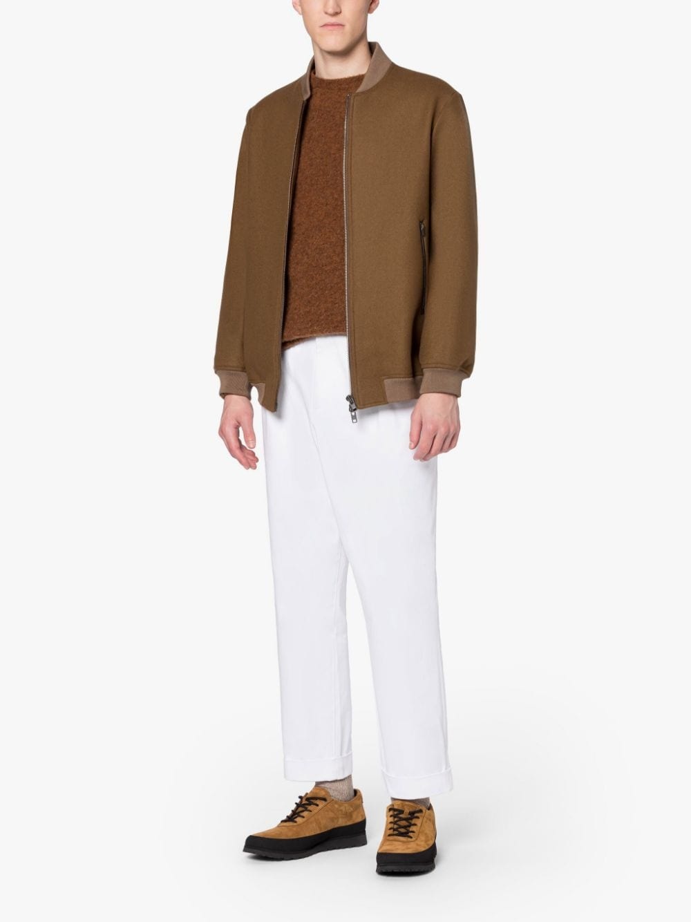 GIRTON DARK CAMEL WOOL BOMBER JACKET - 4