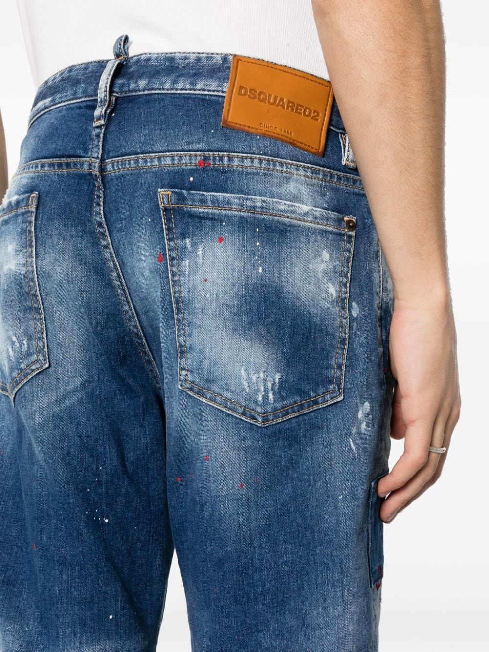 patchwork-detailing distressed jeans - 5