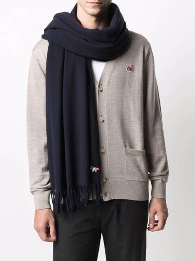 Maison Kitsuné embroidered-logo wool scarf outlook