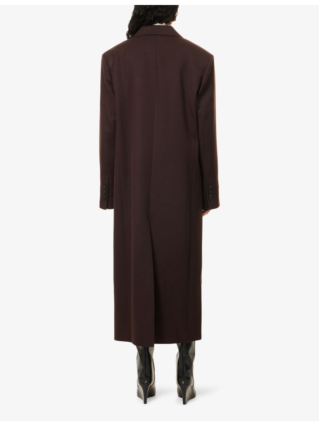 Jane Double-Breasted Woven Long Coat - 4