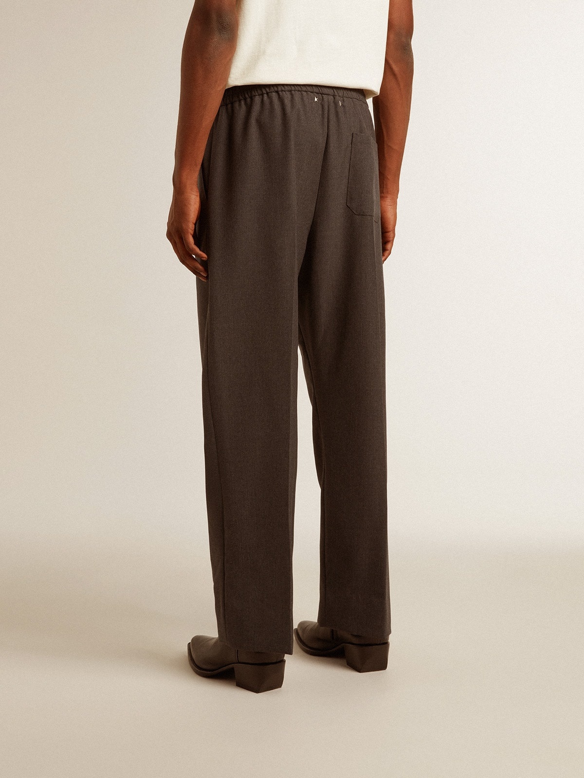 Men's soft pants in anthracite gray wool - 4