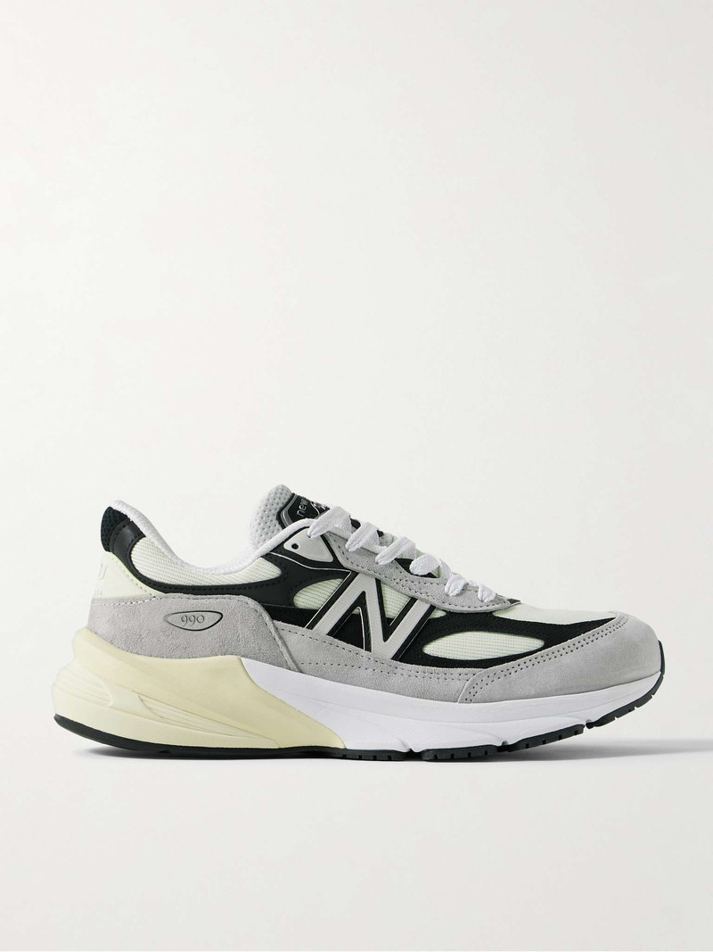 990v6 Leather-Trimmed Suede and Mesh Sneakers - 1