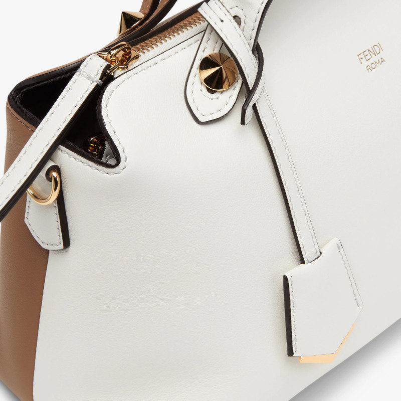 White and beige leather Boston bag 5