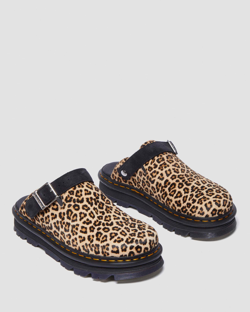 Zebzag Leopard Hair On Bronx Suede Mules 9