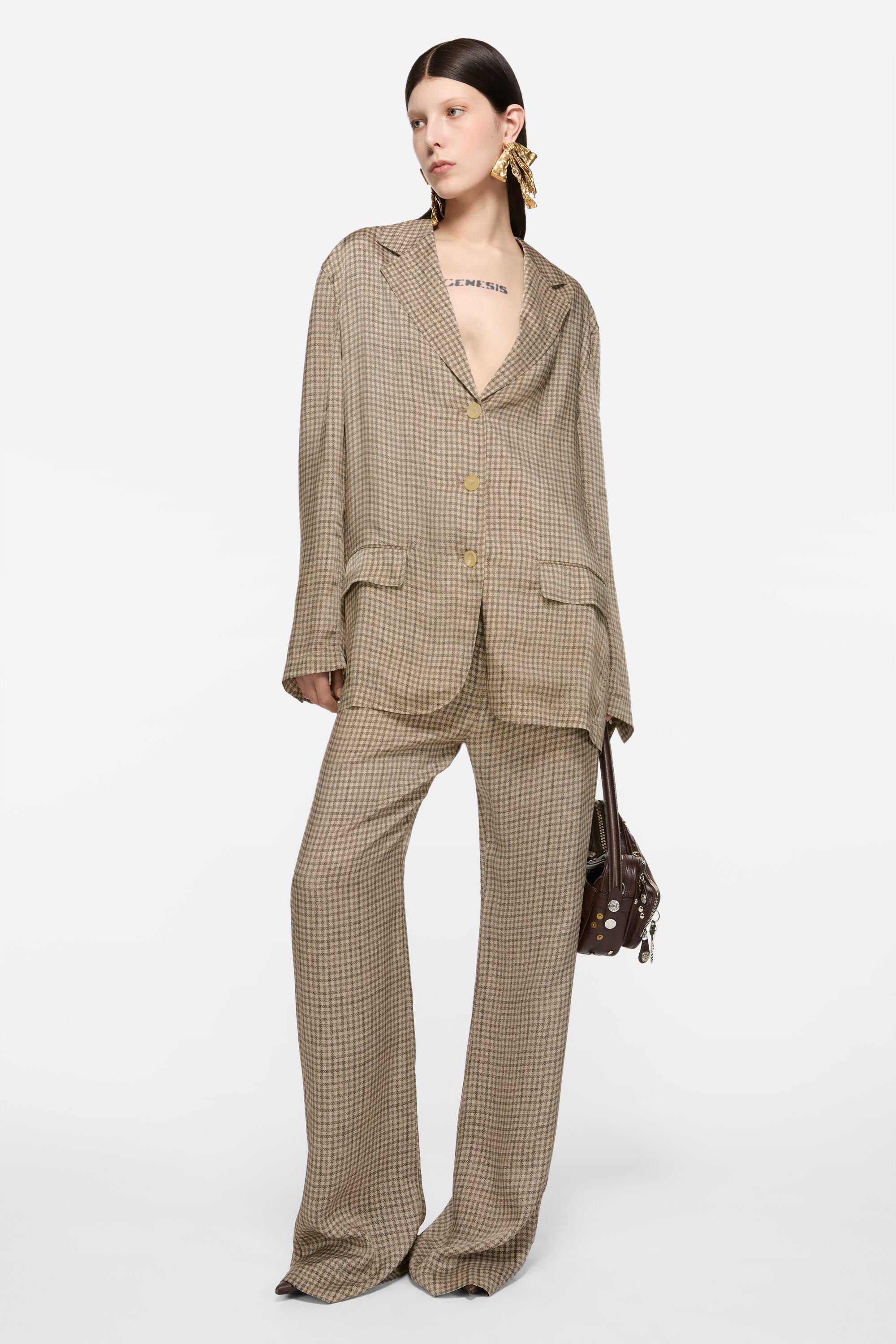 Satin suit jacket - Beige - 2
