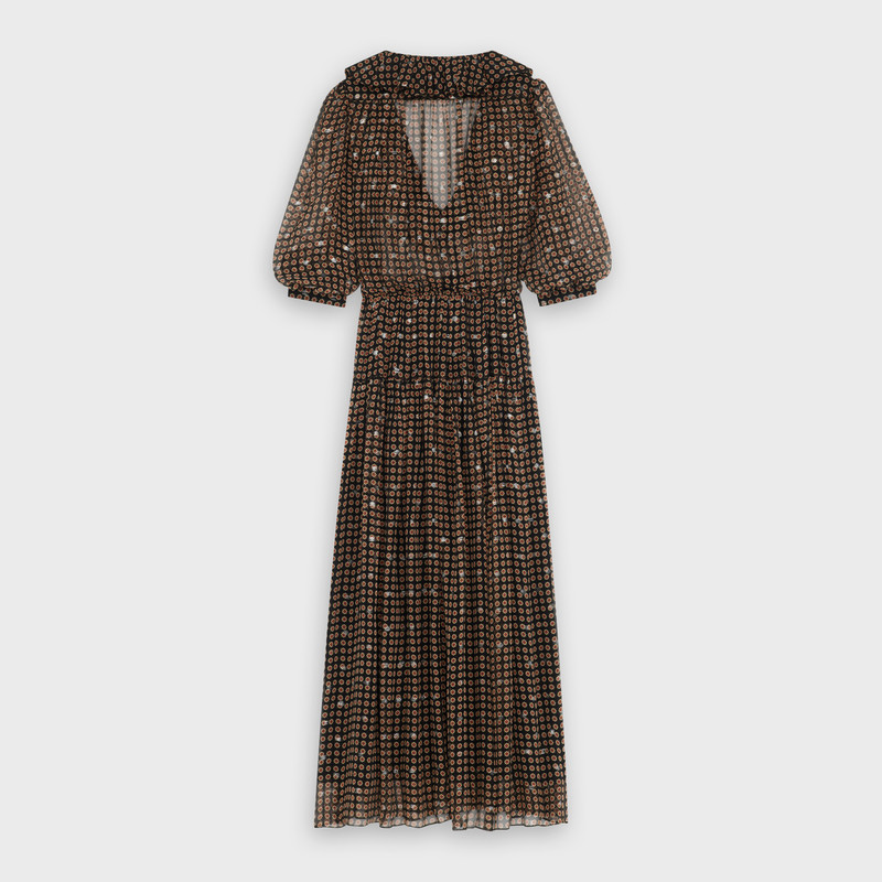 CELINE FRILLED DRESS IN PRINTED SILK LAMÉ outlook