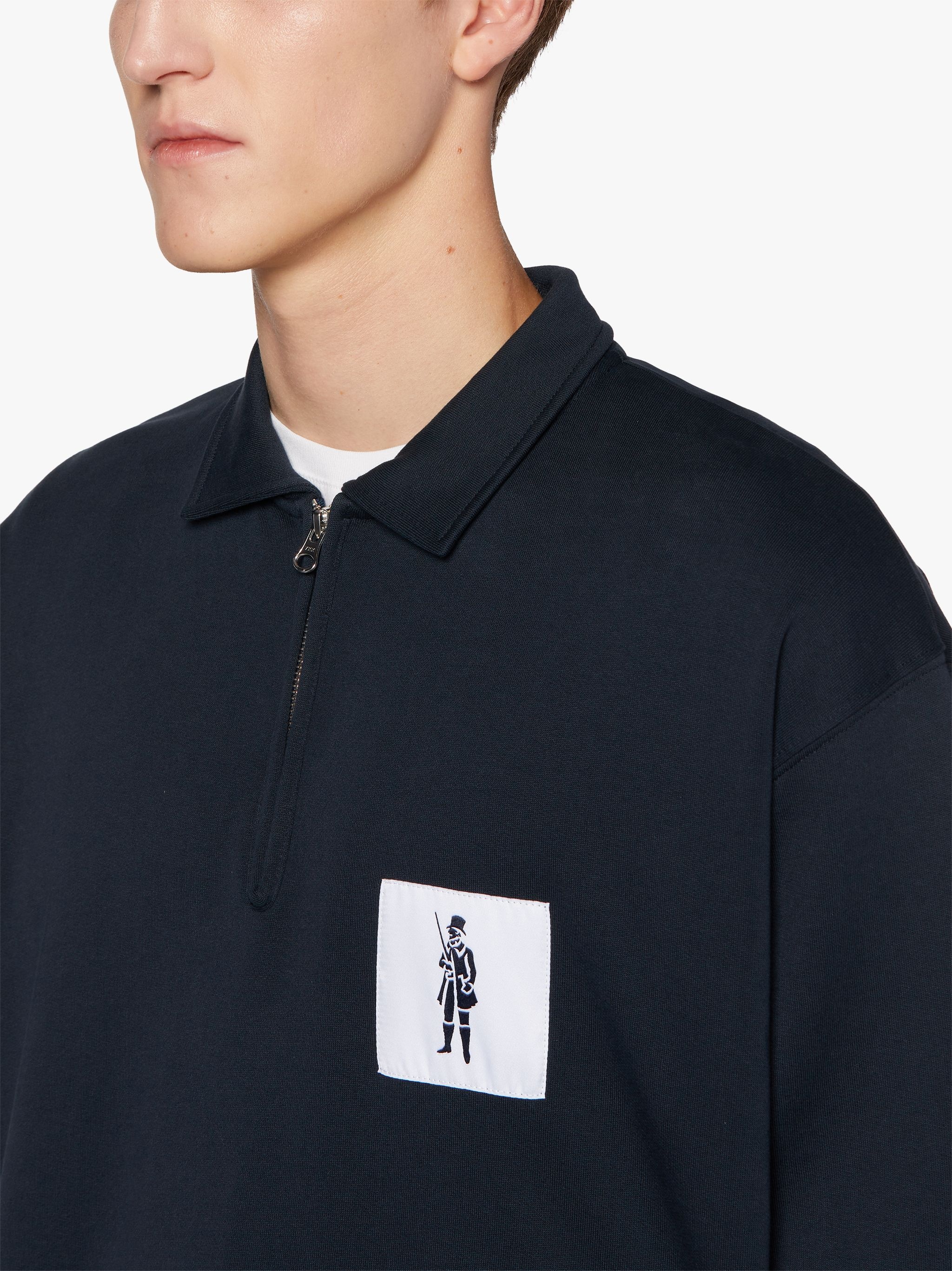 NAVY COTTON ZIP FRONT SWEATSHIRT | GJM-200 - 5