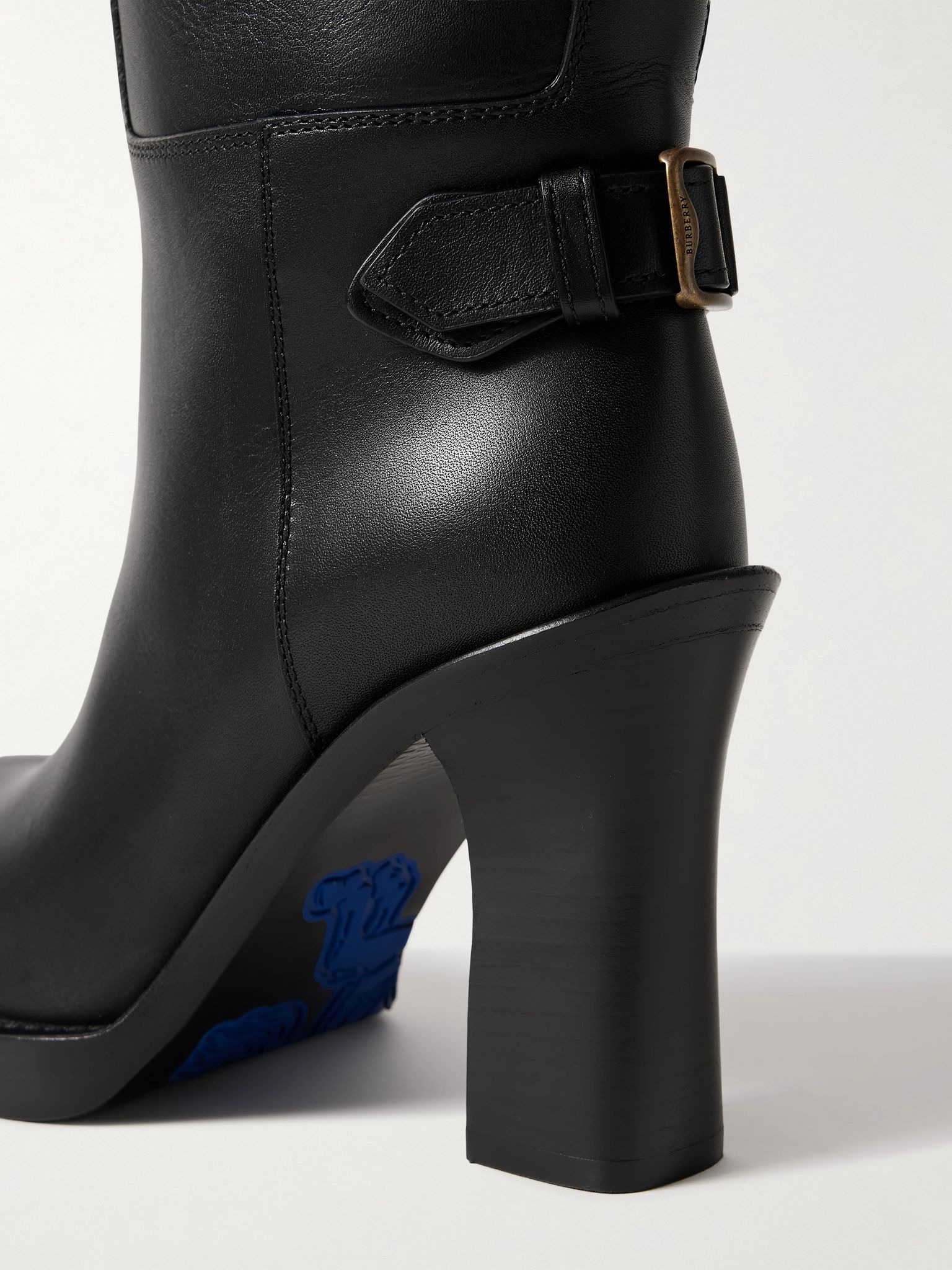 Buckled leather knee boots Black - 4