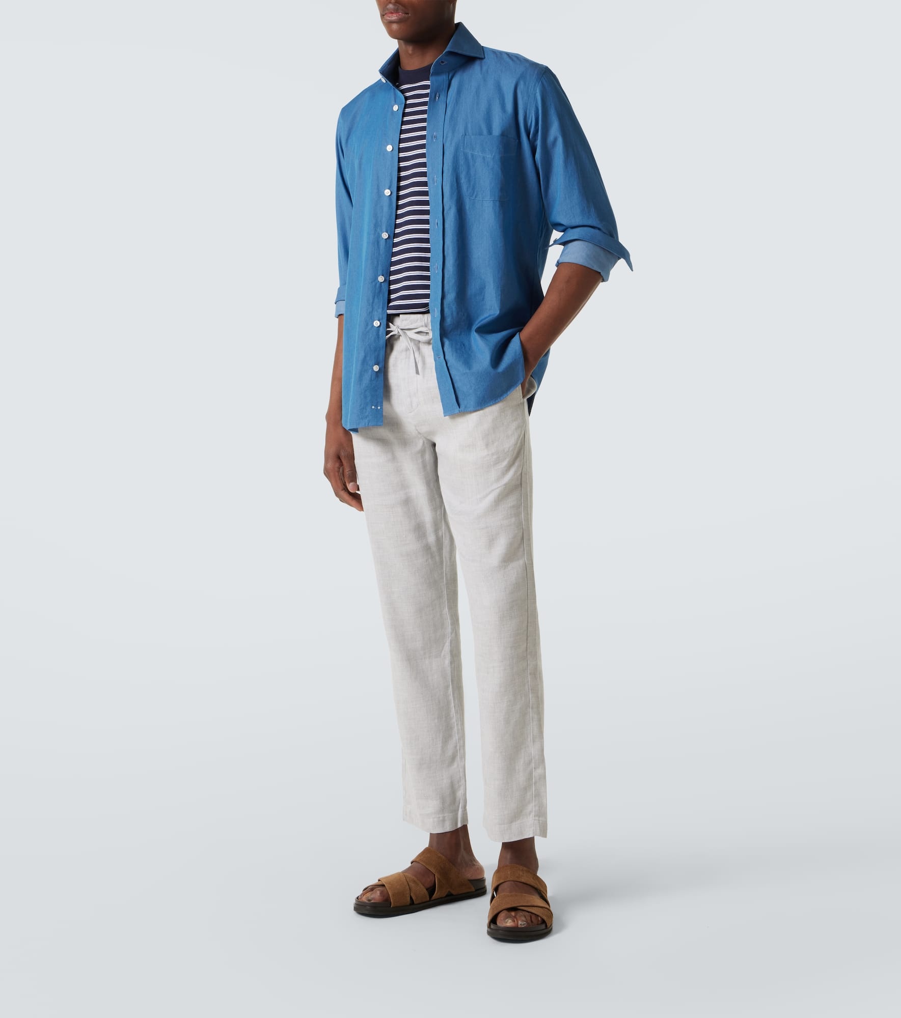 Oscar linen and cotton straight pants - 2