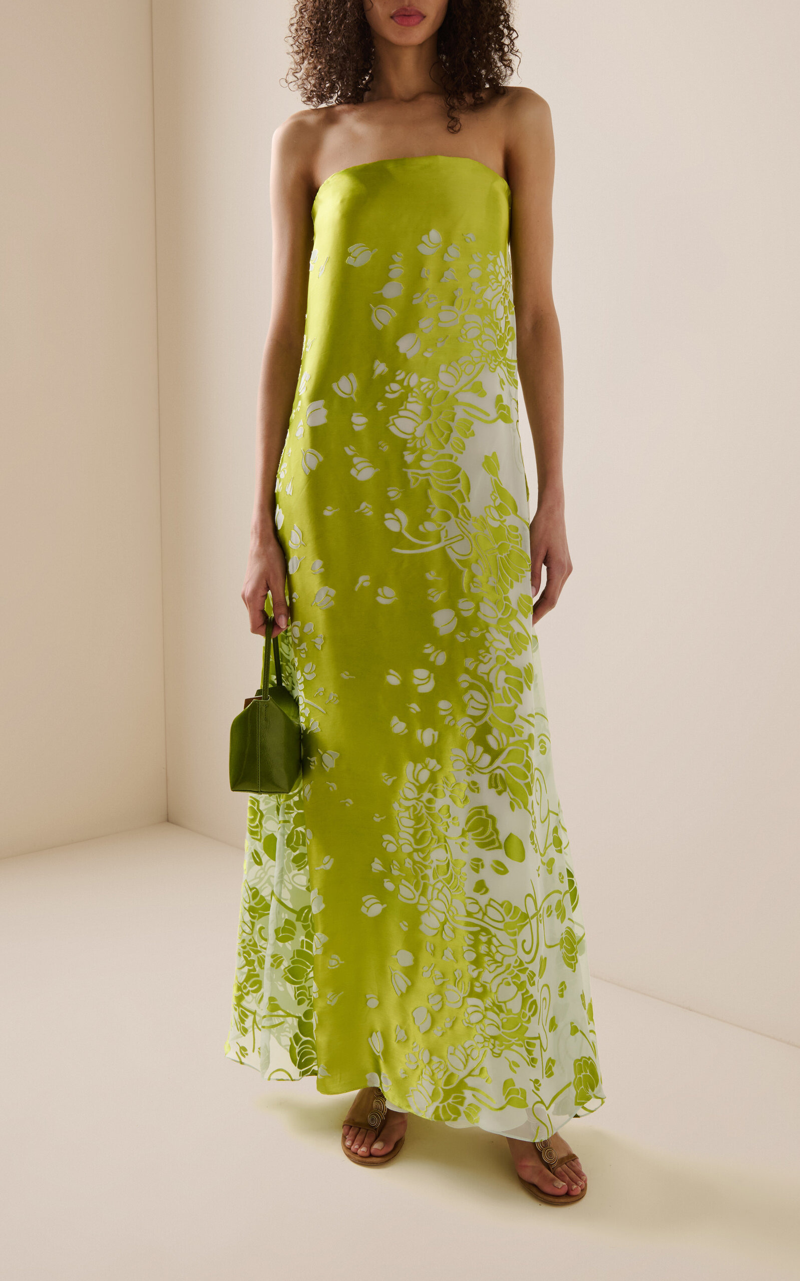 Satin Burnout Maxi Dress green - 2