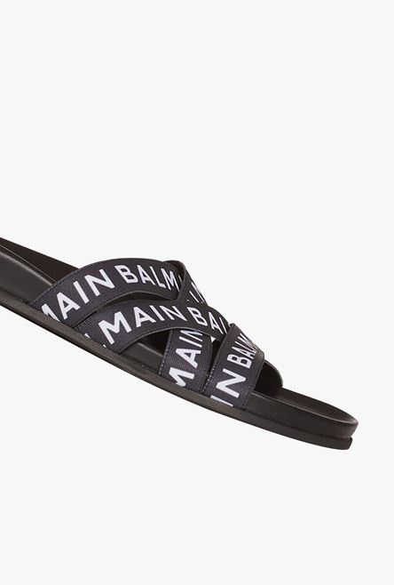 Black Union flip flops with white Balmain logo print - 5