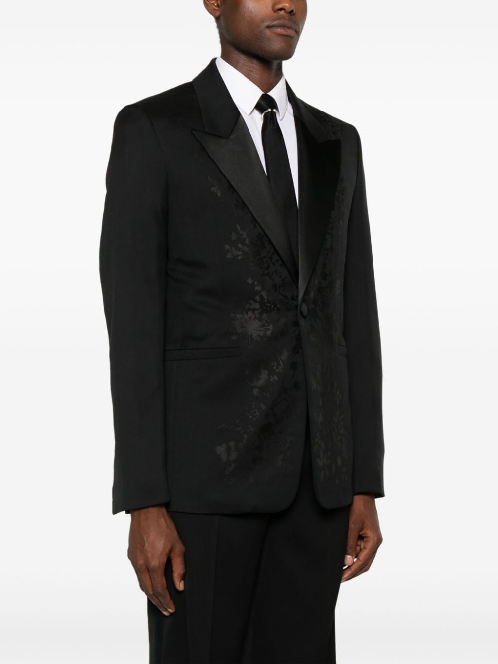 floral-jacquard single-breasted blazer - 3