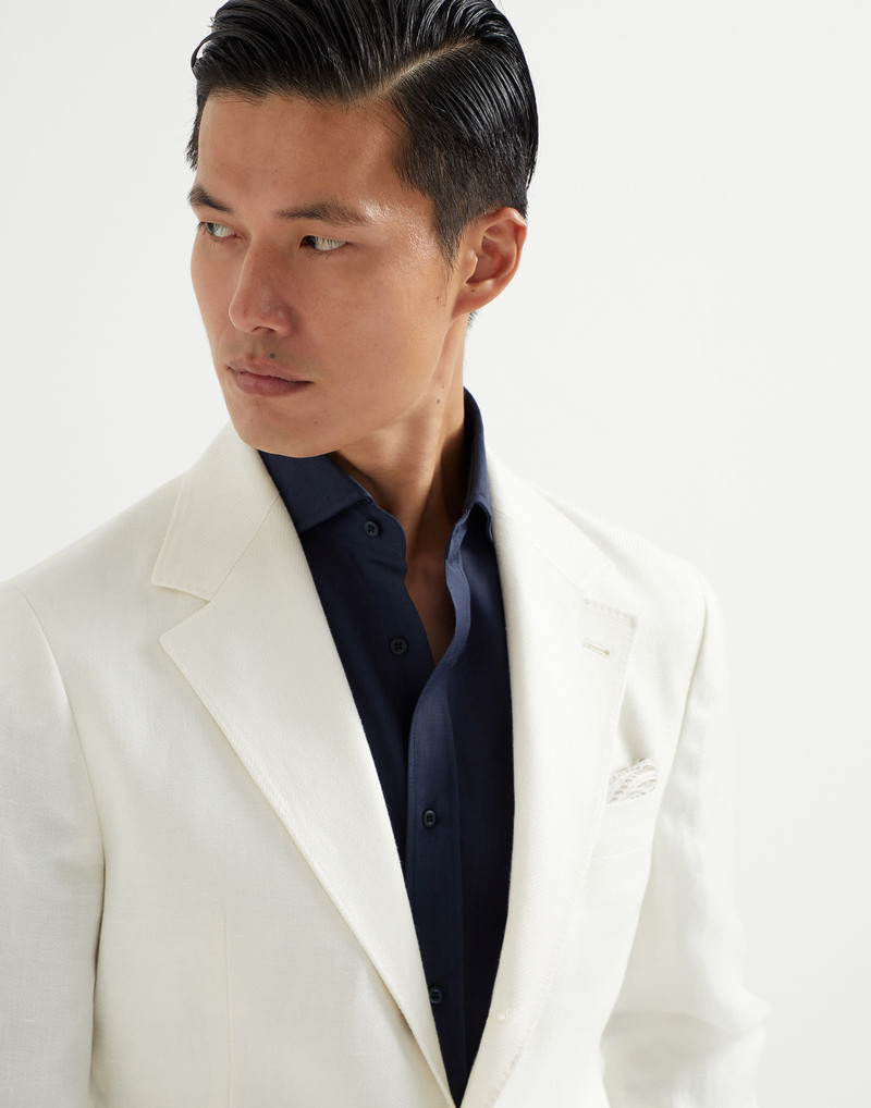 Linen, wool and silk diagonal deconstructed Cavallo blazer 3