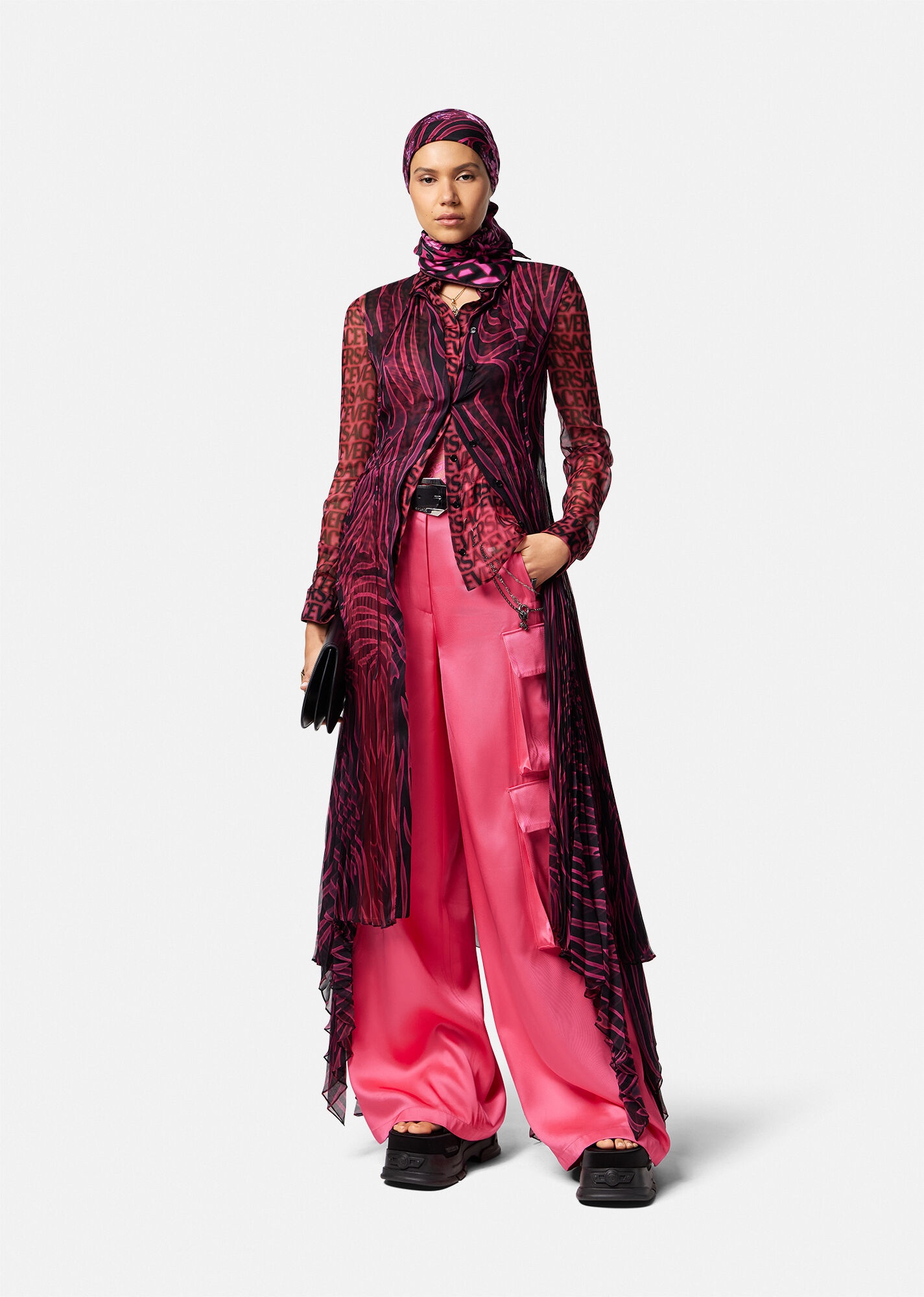 Versace Allover Sheer Silk Shirt - 2