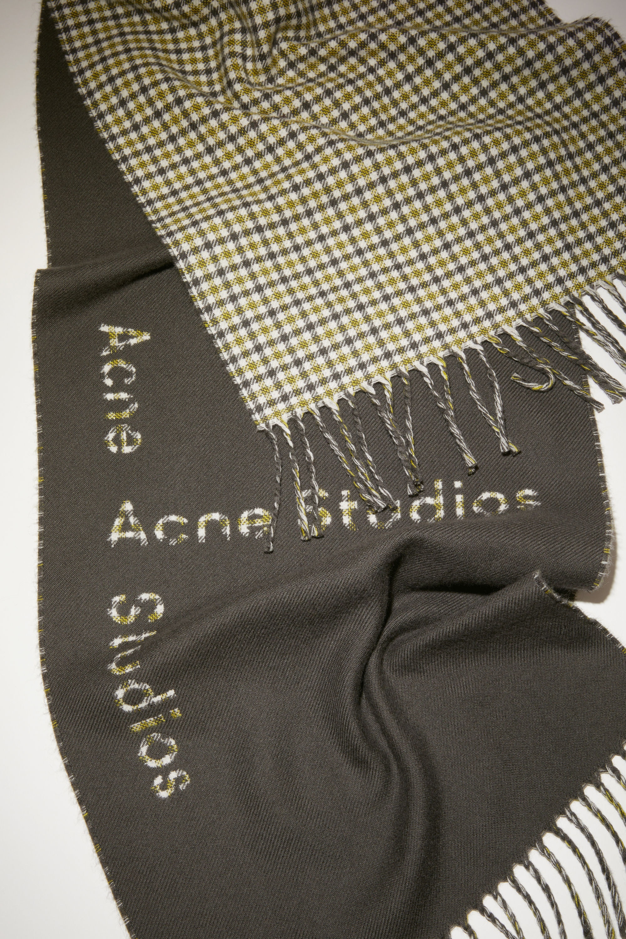 Logo check wool scarf - Charcoal Grey - 4