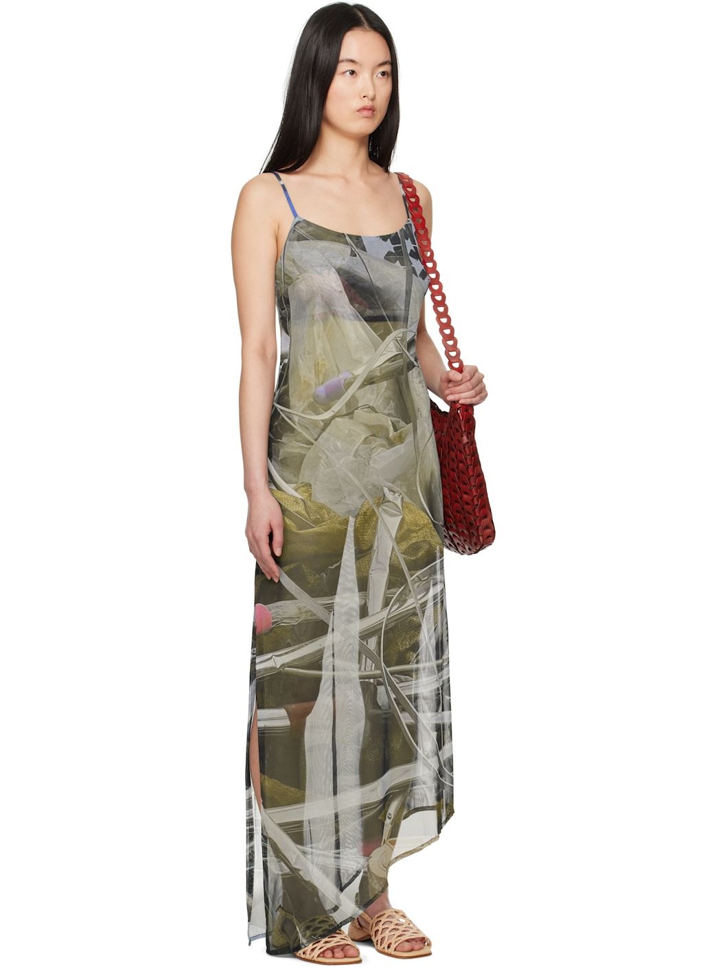 Multicolor Scrap Yard Mesh Slip Maxi Dress - 2