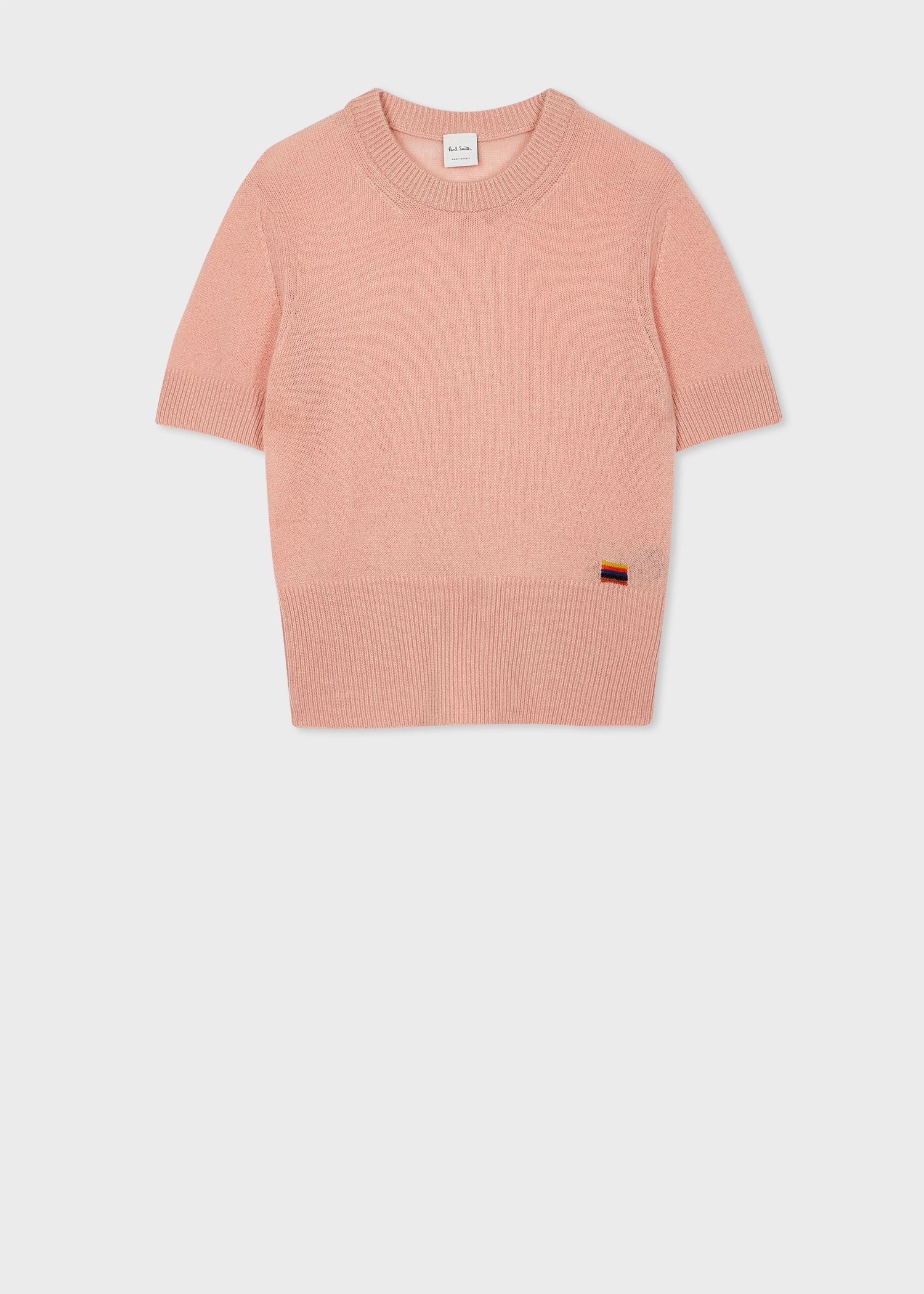 Women's Light Pink Cashmere Short-Sleeve Sweater - 1