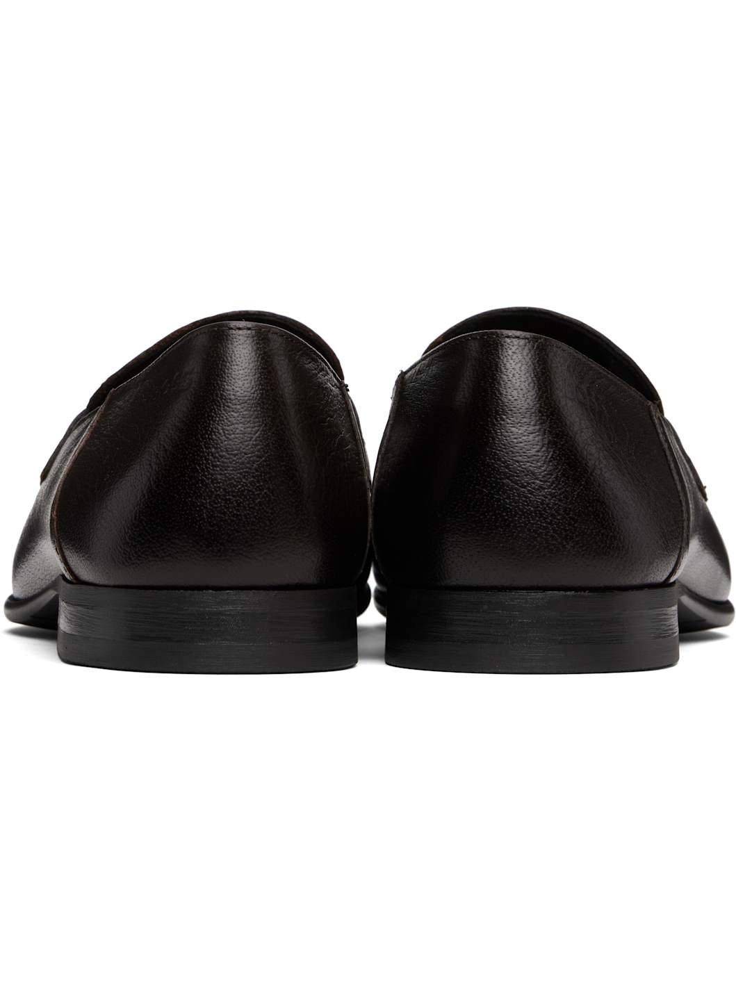 Brown Tumbled Leather Penny Loafers - 2
