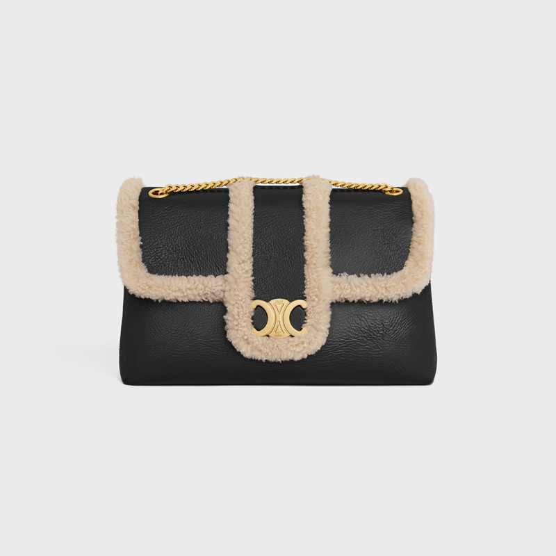 LARGE CELINE VICTOIRE BAG in CREASED LAMBSKIN AND SHEARLING 1