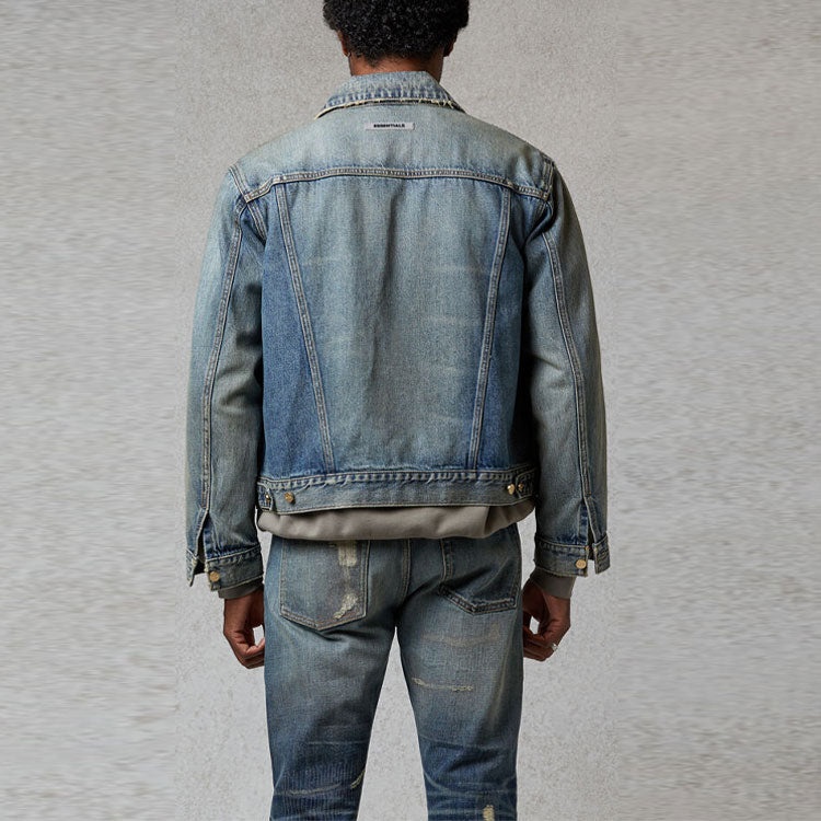 Fear of God Essentials FW20 Light Denim Trucker Jacket 'Dark Blue' FOG-FW20-364 - 4