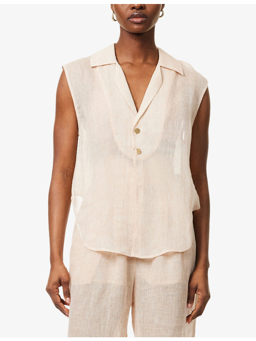 Sanabo Sleeveless Linen Shirt - 3