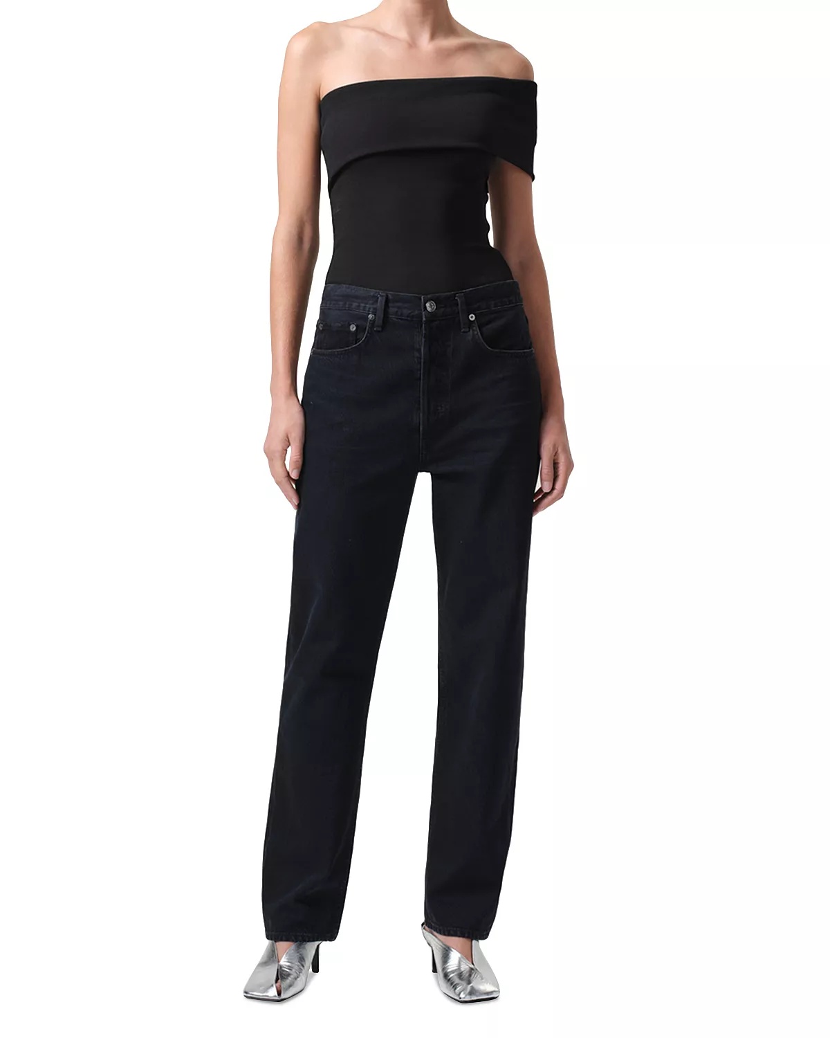 '90s Pinch Waist High Rise Straight Jeans in Crushed - 2