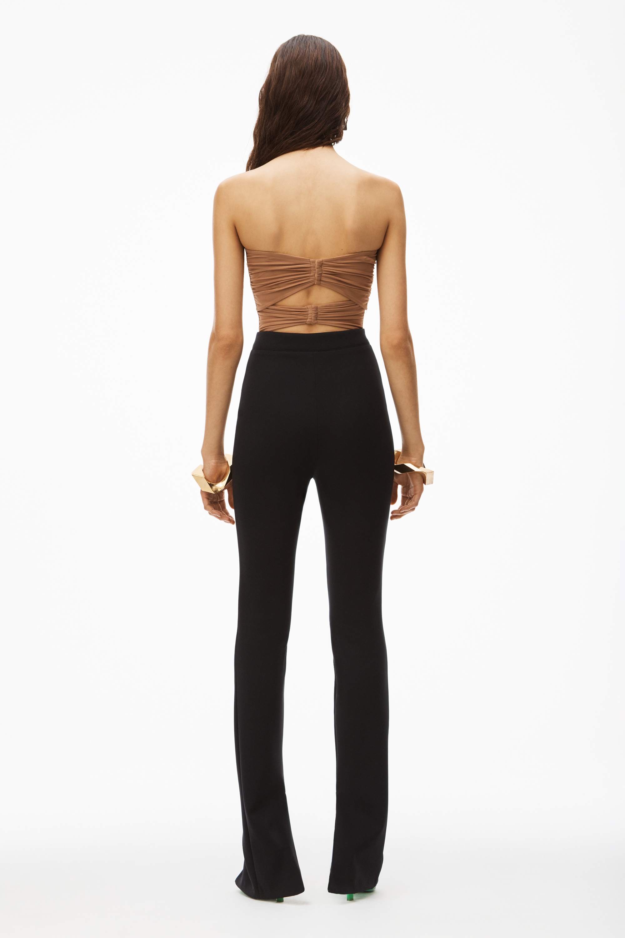 RUCHED CUTOUT TUBE TOP IN STRETCH MESH - 4