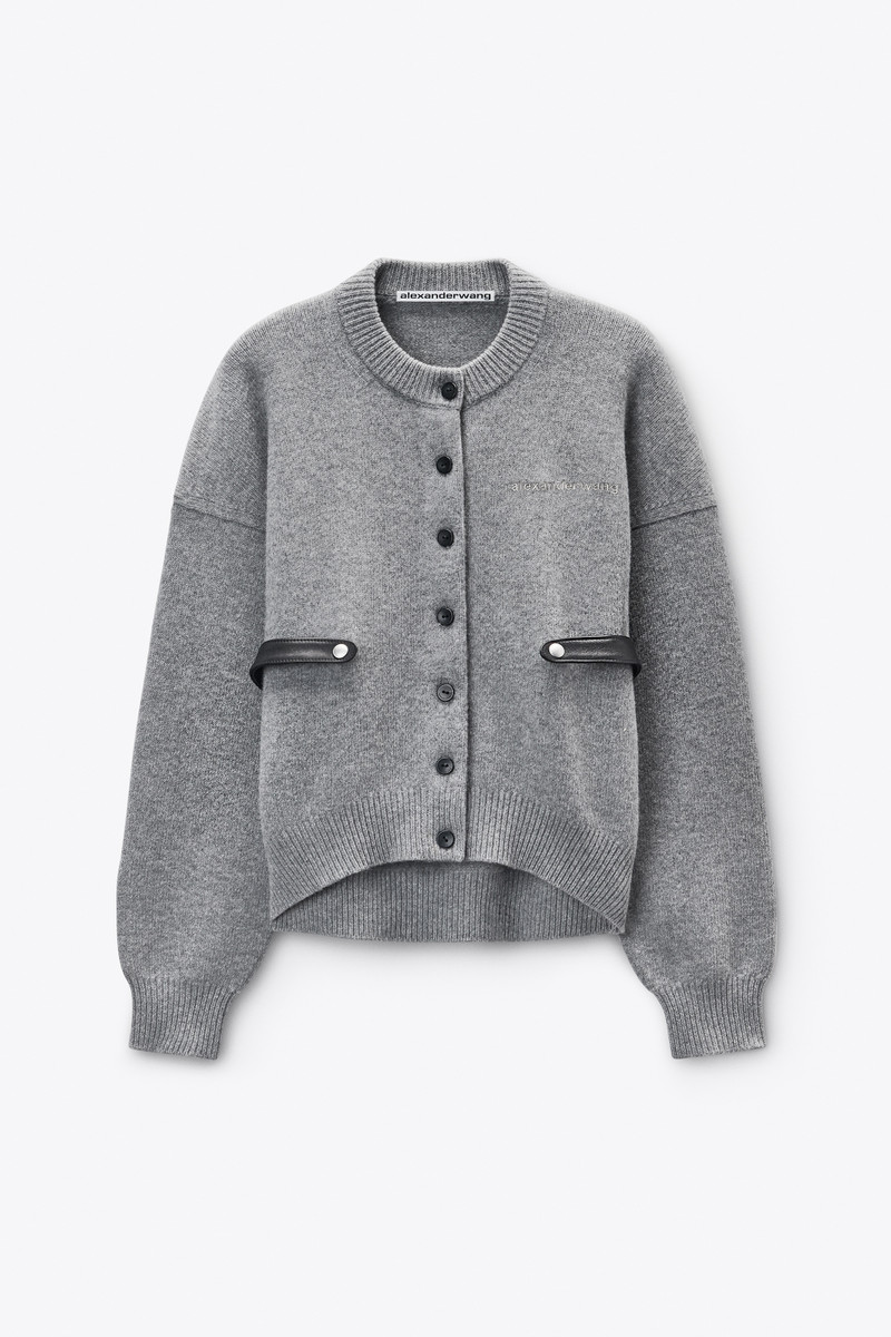 Grey Wool-Cotton Draped Back Cardigan 1