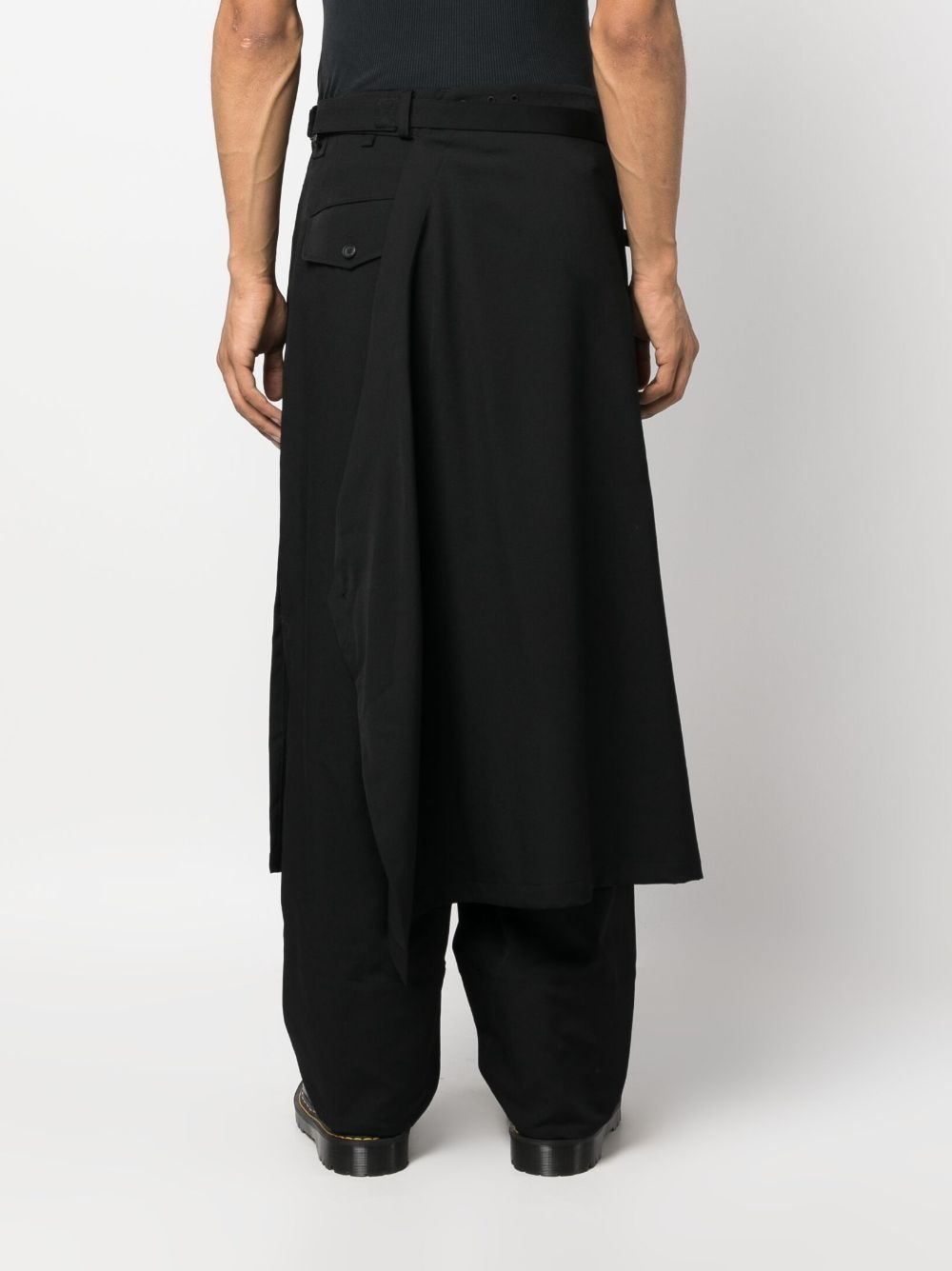 skirt-overlay straight-leg trousers - 4