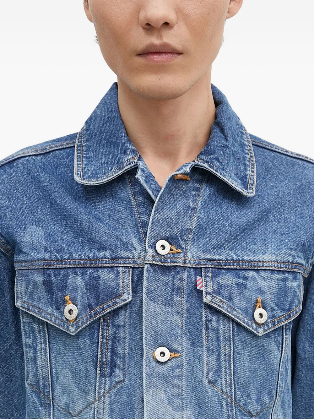 dripping-logo denim jacket - 4