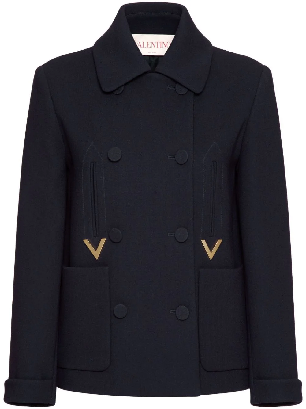 logo-plaque virgin wool-blend coat - 1