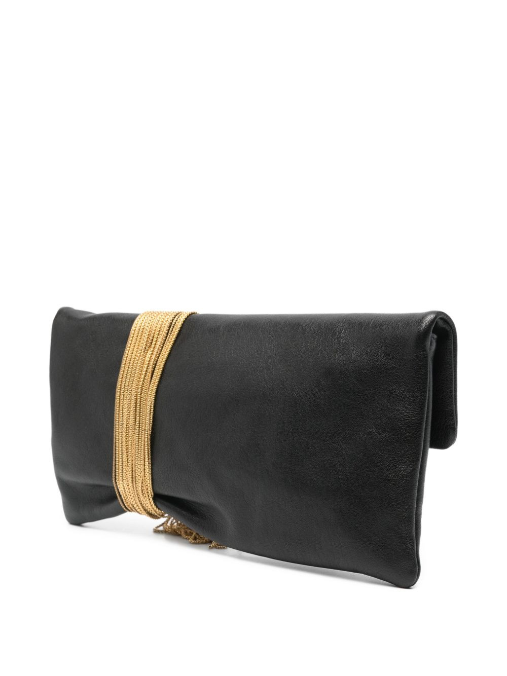 Zandra chain-embellished leather clutch - 3