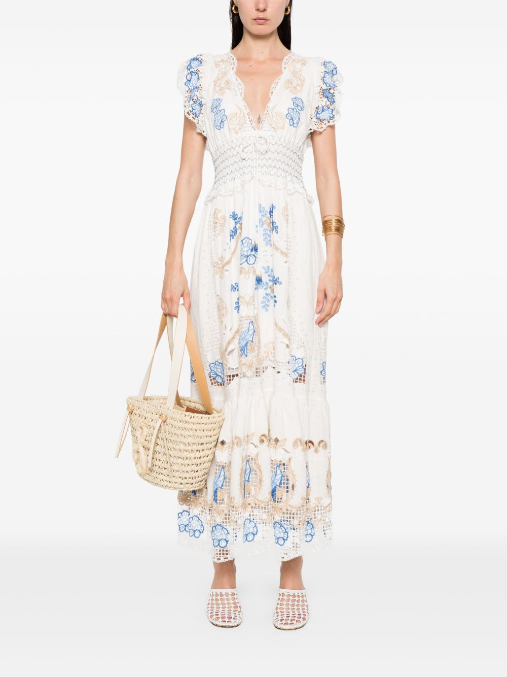 floral-embroidered maxi dress - 2