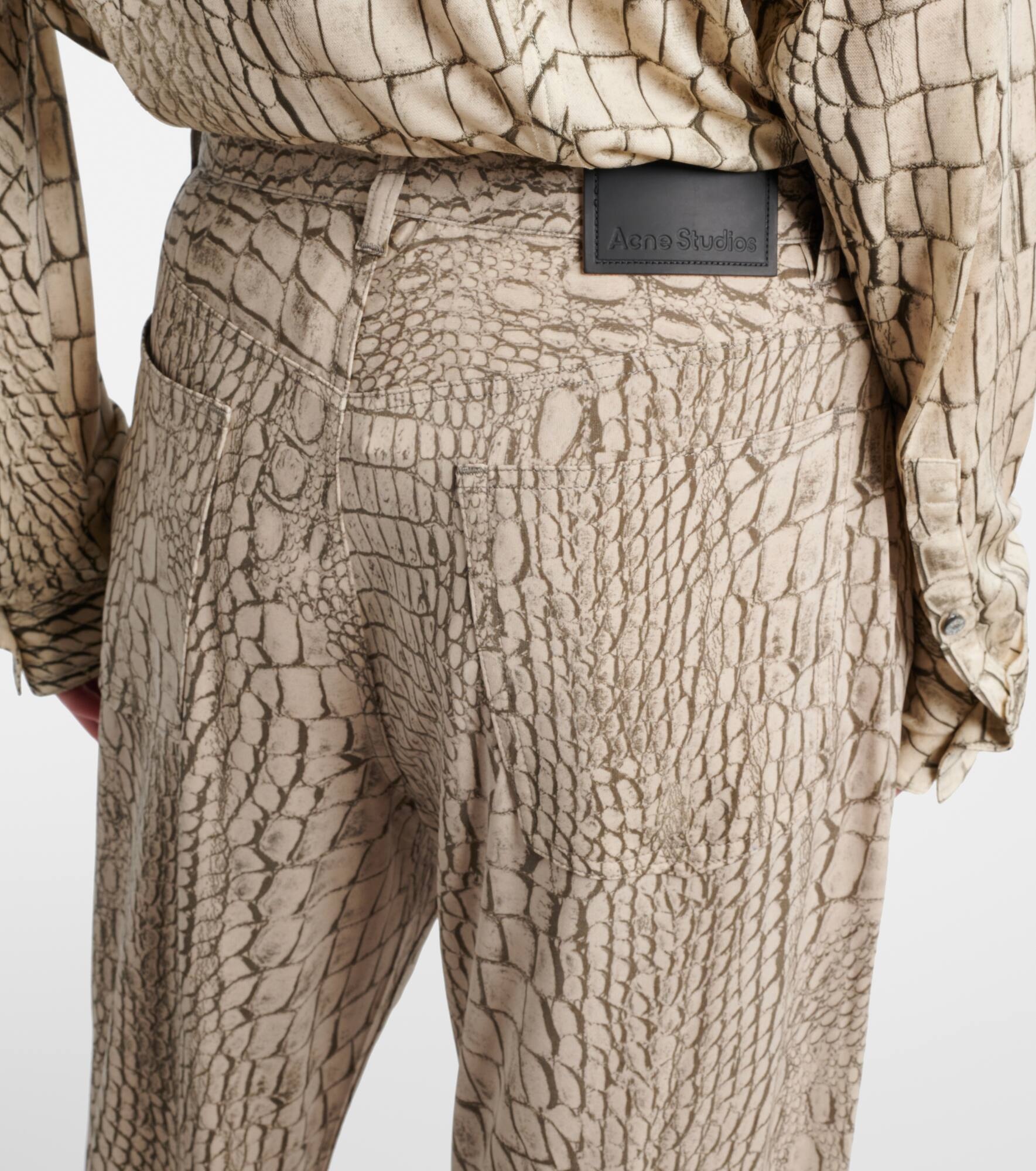 Printed high-rise crêpe straight pants - 6