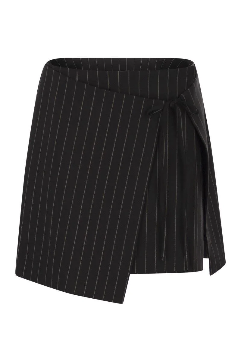 Sportmax Spxfatti - Mini Skirt In Pinstriped Gabardine - 1