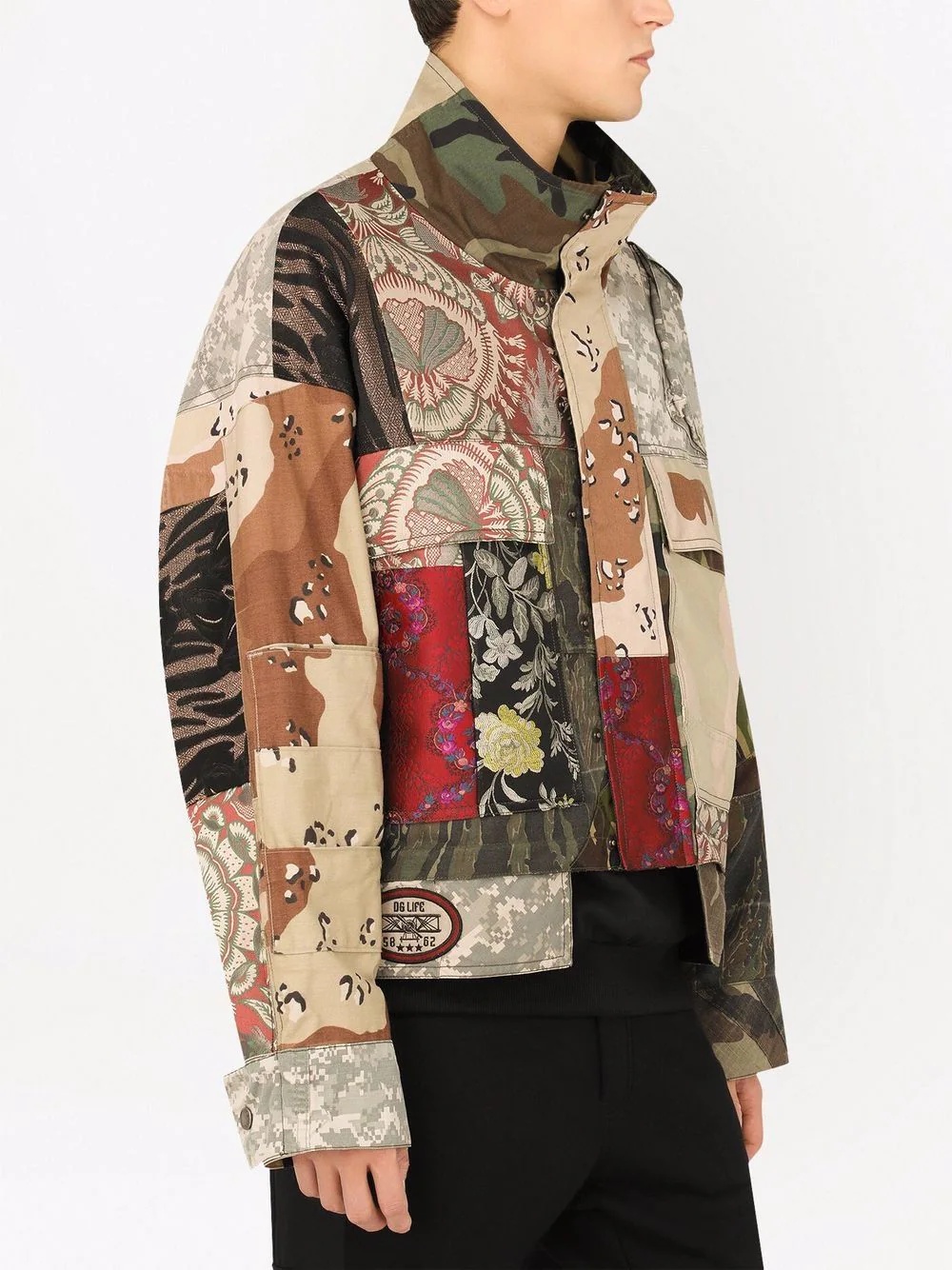 multi-print patchwork jacket - 5