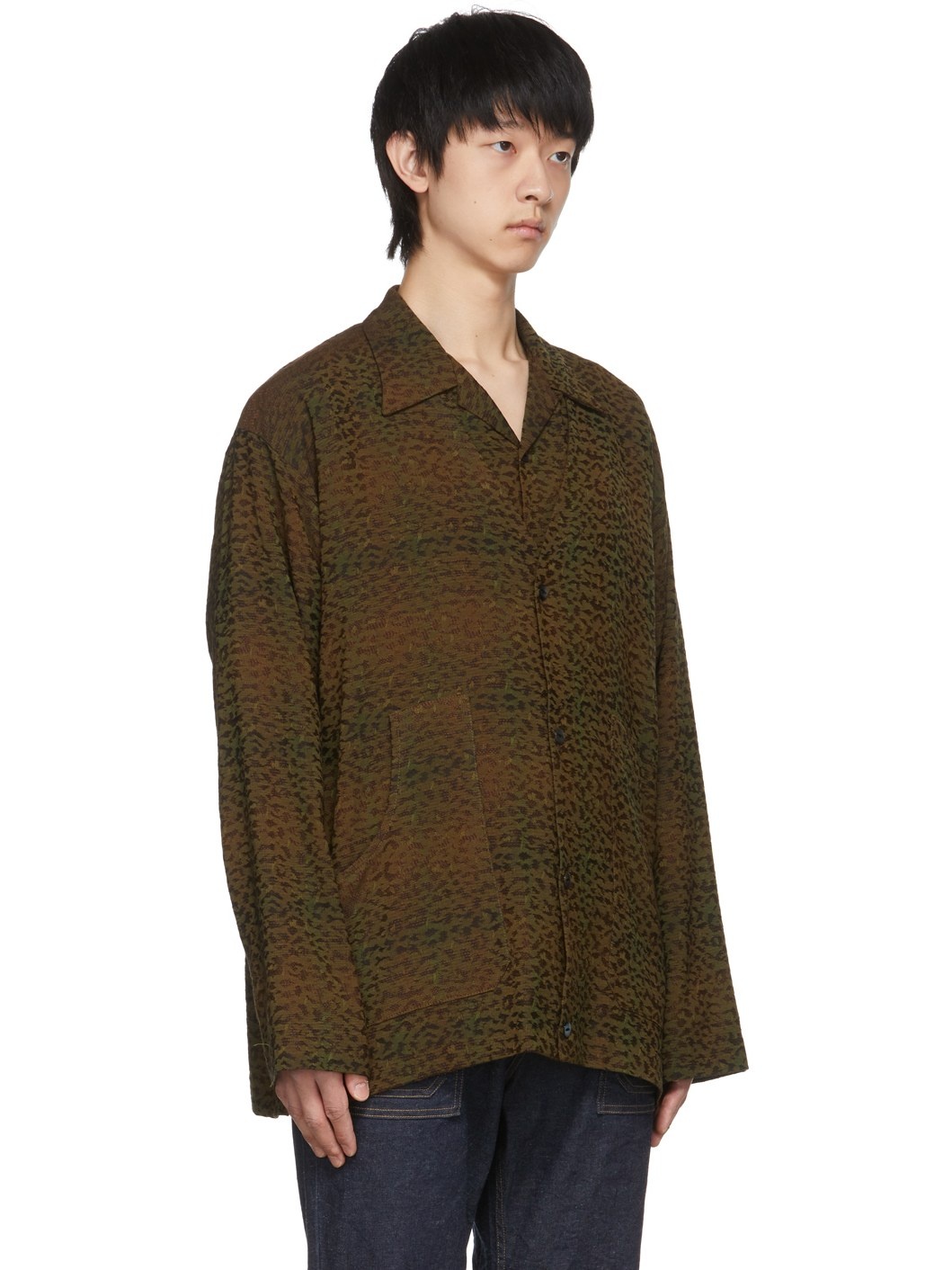 Khaki Jacquard Leopard Cardigan - 2