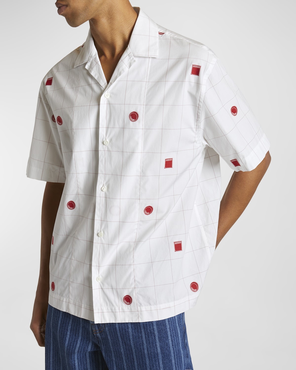 Men's Grid Check Icon Camp Shirt - 6