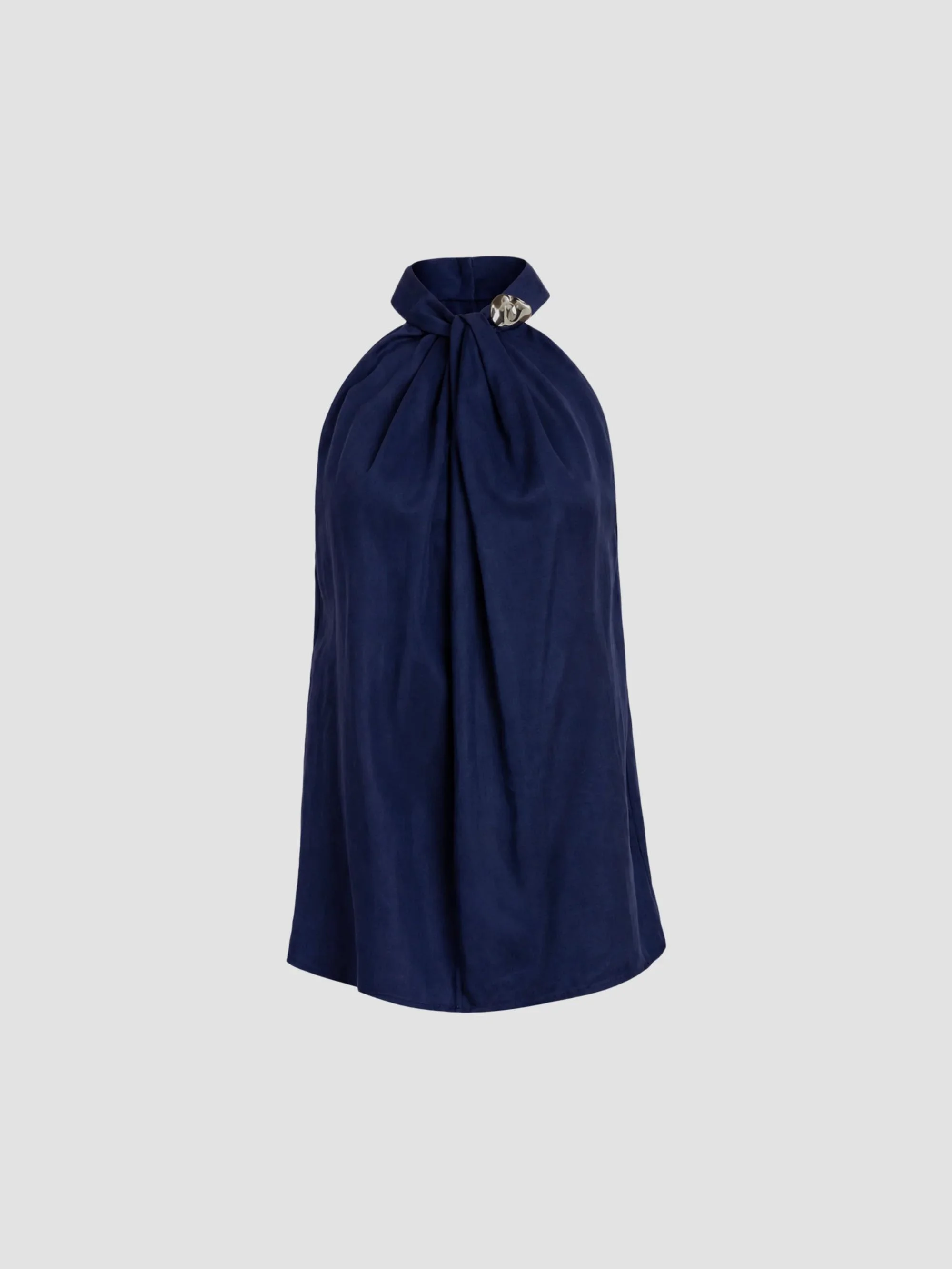 Women's Shela Embellished Halterneck Blouse - Navy - 1