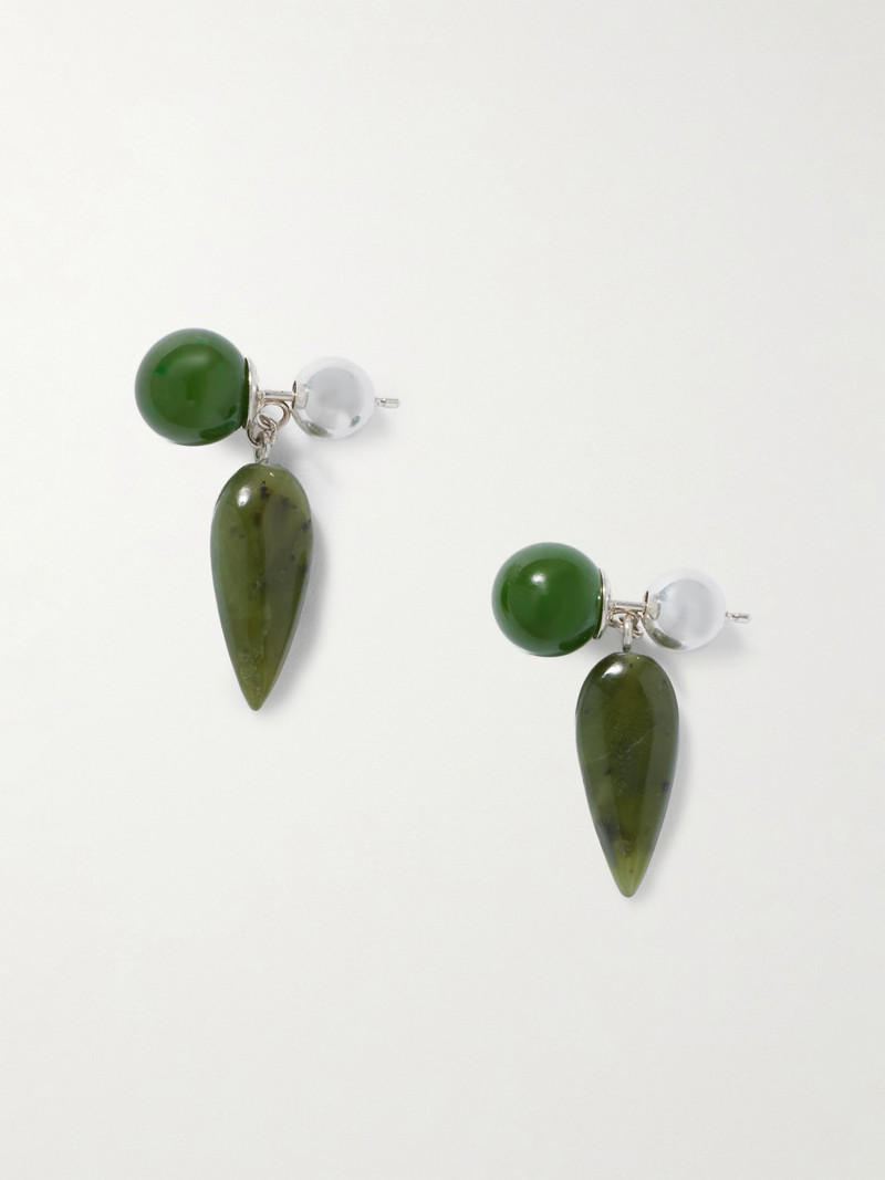 Tiny Phoenician Jade And Silver Earrings 1