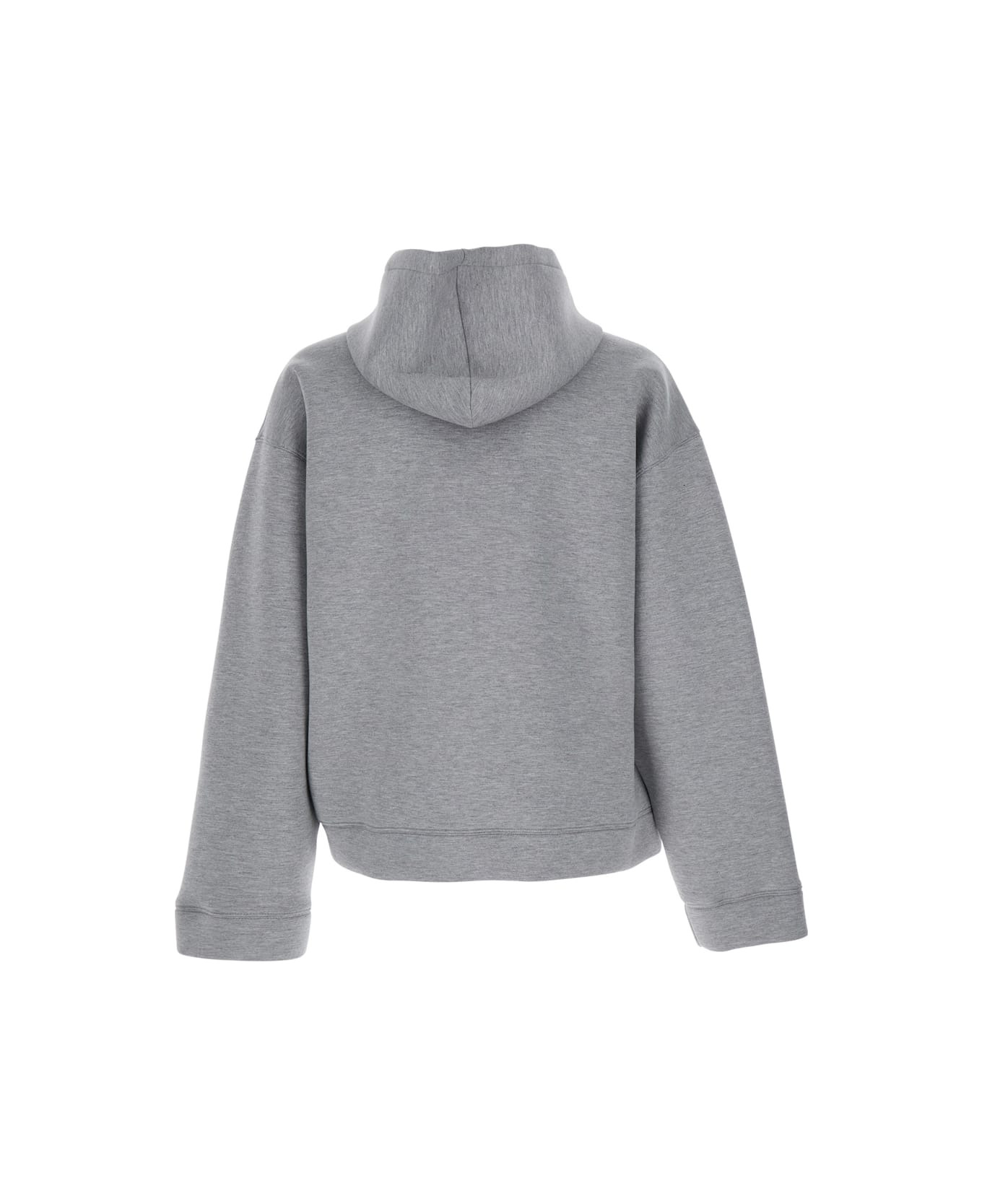 Grey Hoodie With Contrasting Logo Embroidery In Cotton Man - 2