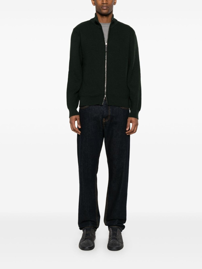 Canali waffle-knit wool cardigan outlook